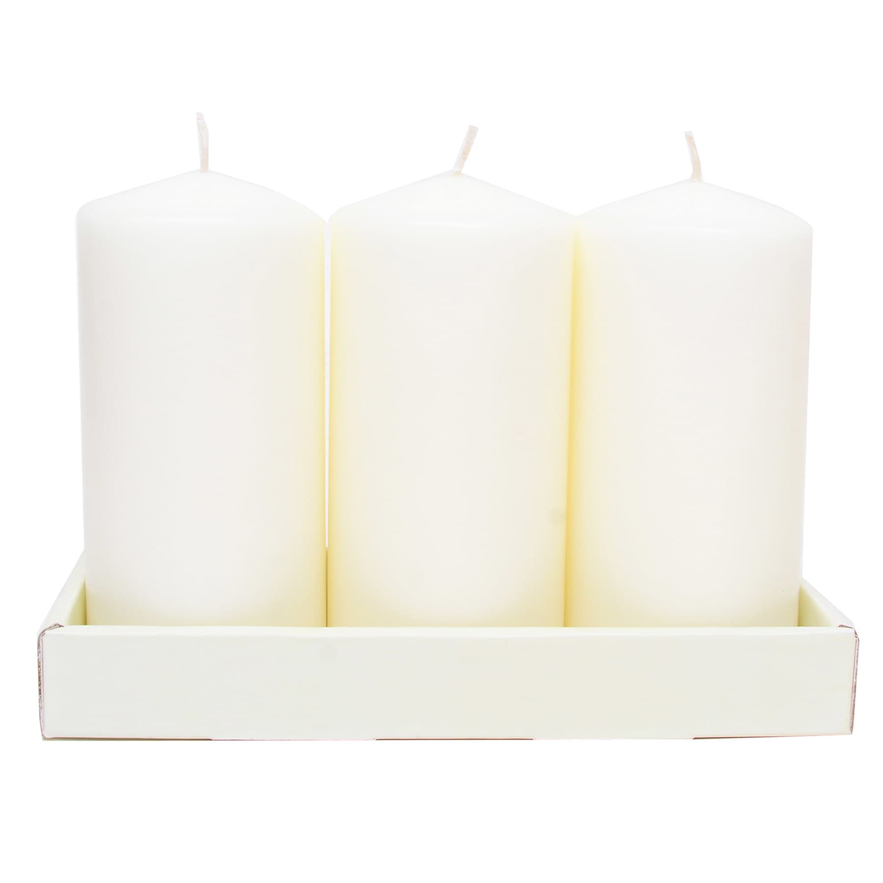 3-Pack Ivory Unscented Overdip Pillar Candles, 5.6"