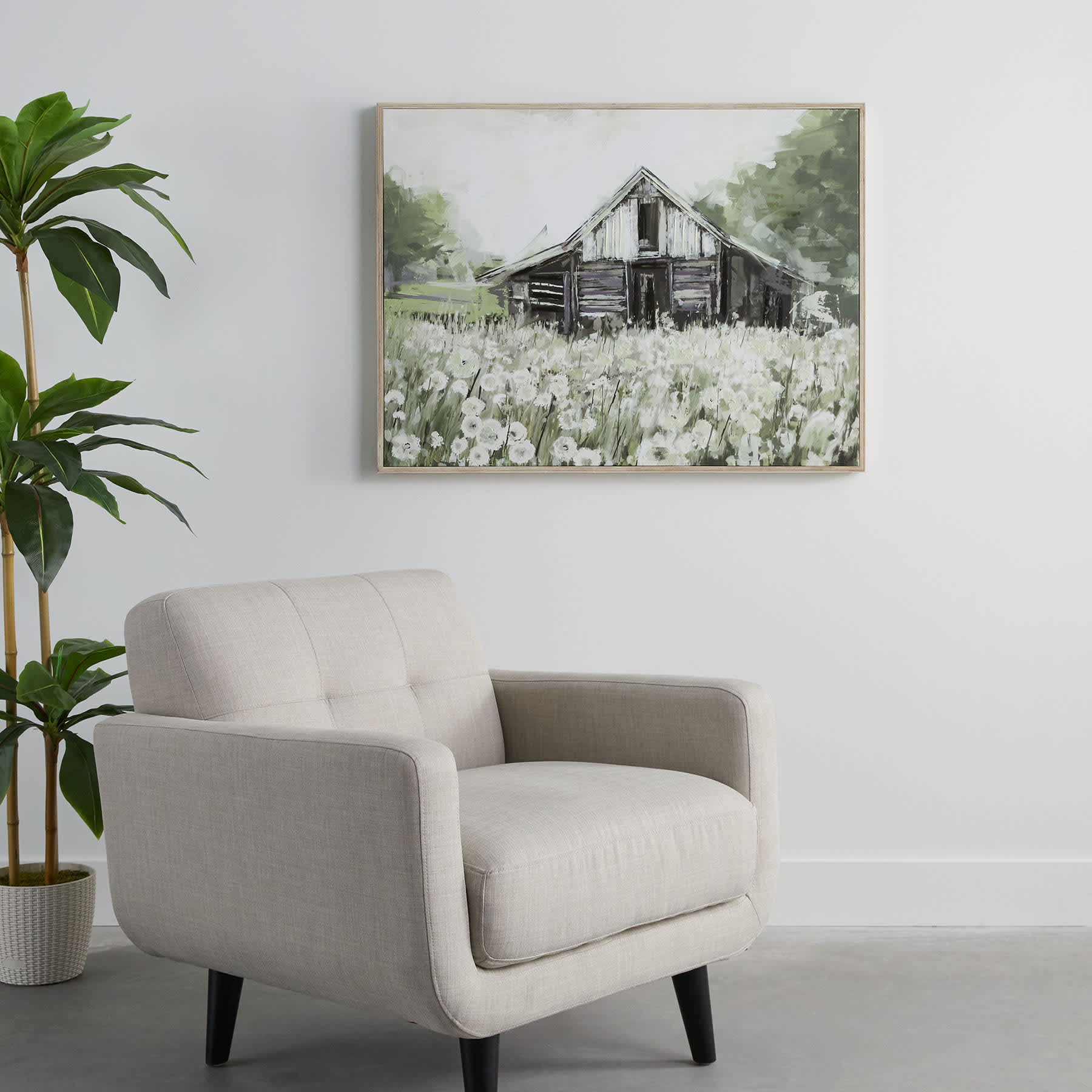 Honeybloom Framed Dandelions & Barn Canvas Wall Art, 40x30