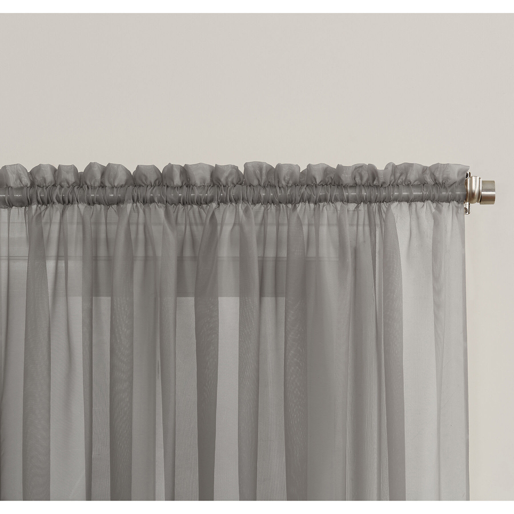 Emily Charcoal Grey Rod Pocket Sheer Voile Curtain Panel, 84"