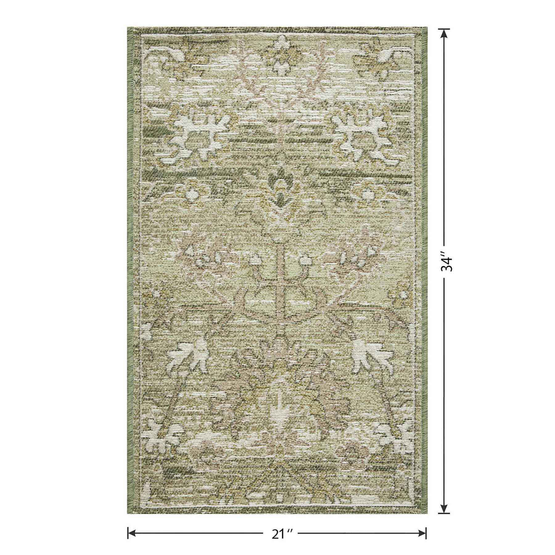 Sage Floral Tapestry with Gel Back Accent Rug, 21x34