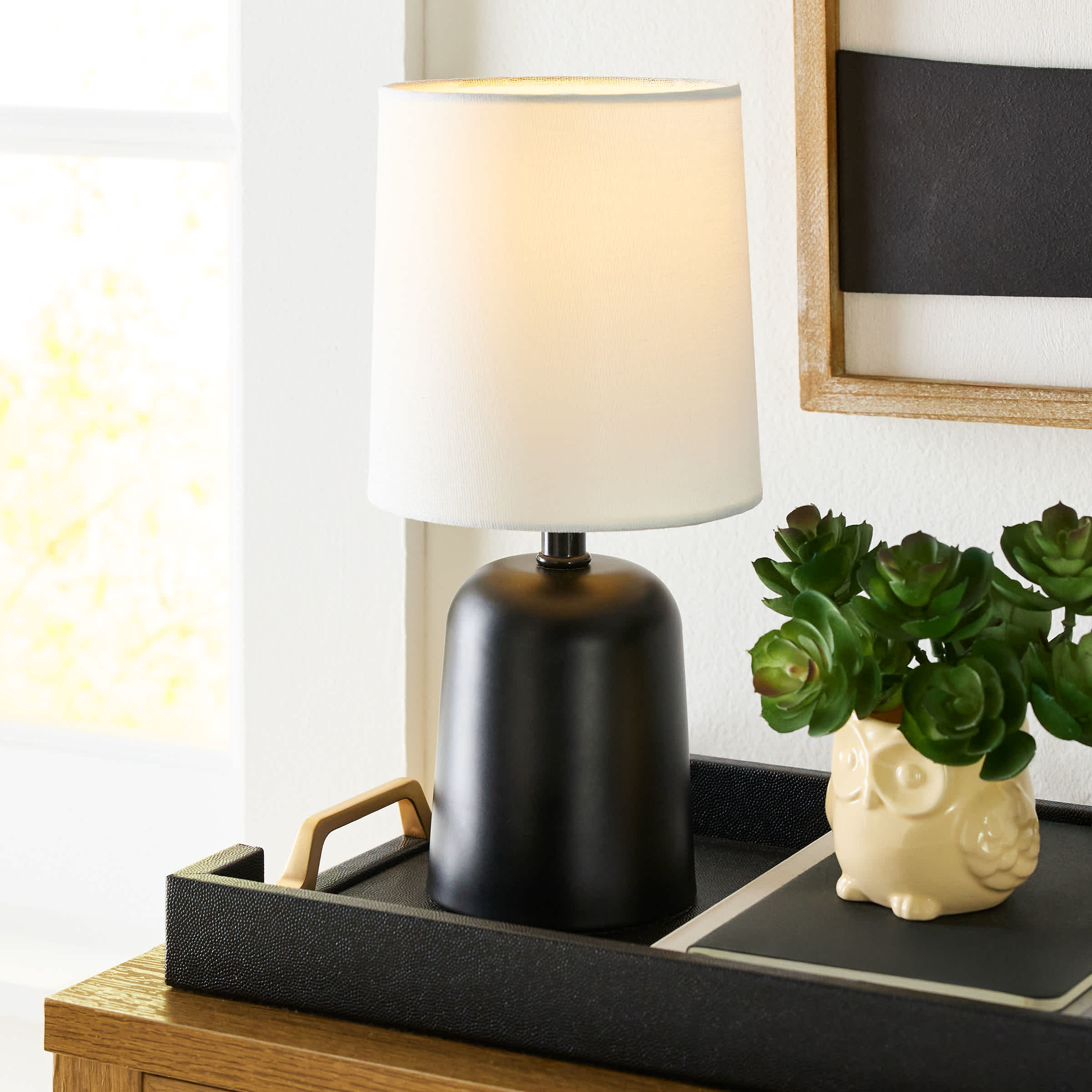 Crosby St. Black Metal Lamp with Shade, 12"