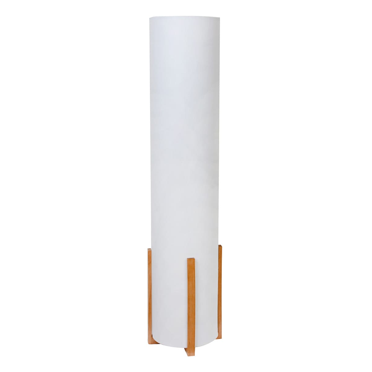 Off White Shade Uplight w Brown Wood Trim, 43"