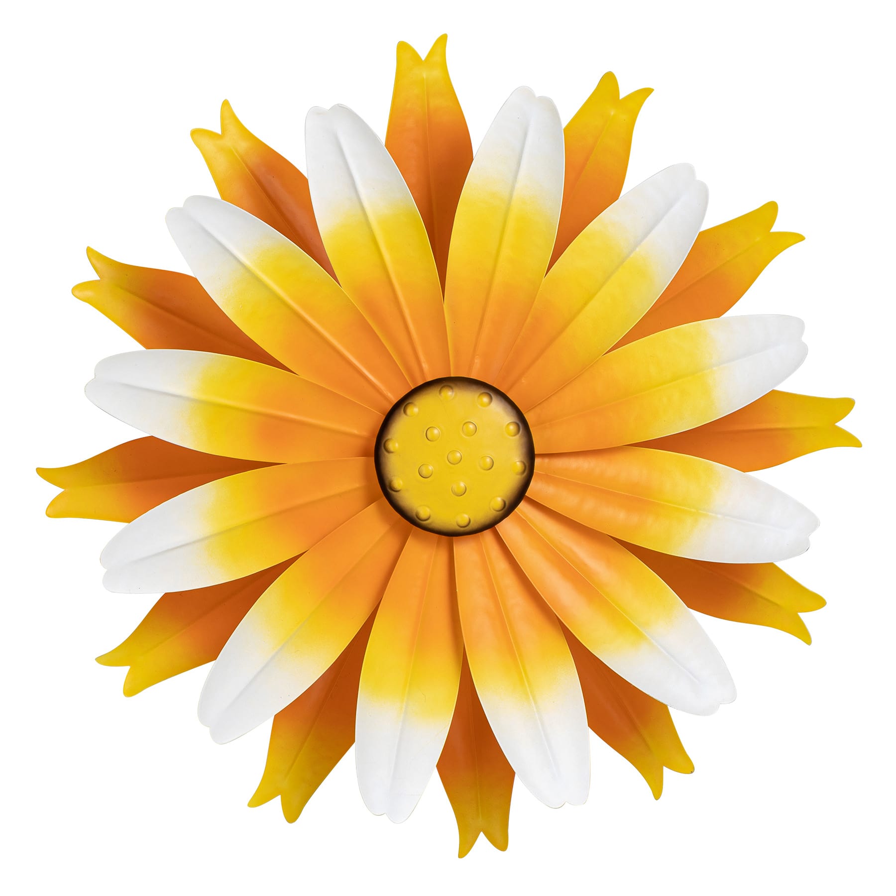 Yellow Metal Flower Outdoor Wall Spinner, 18"