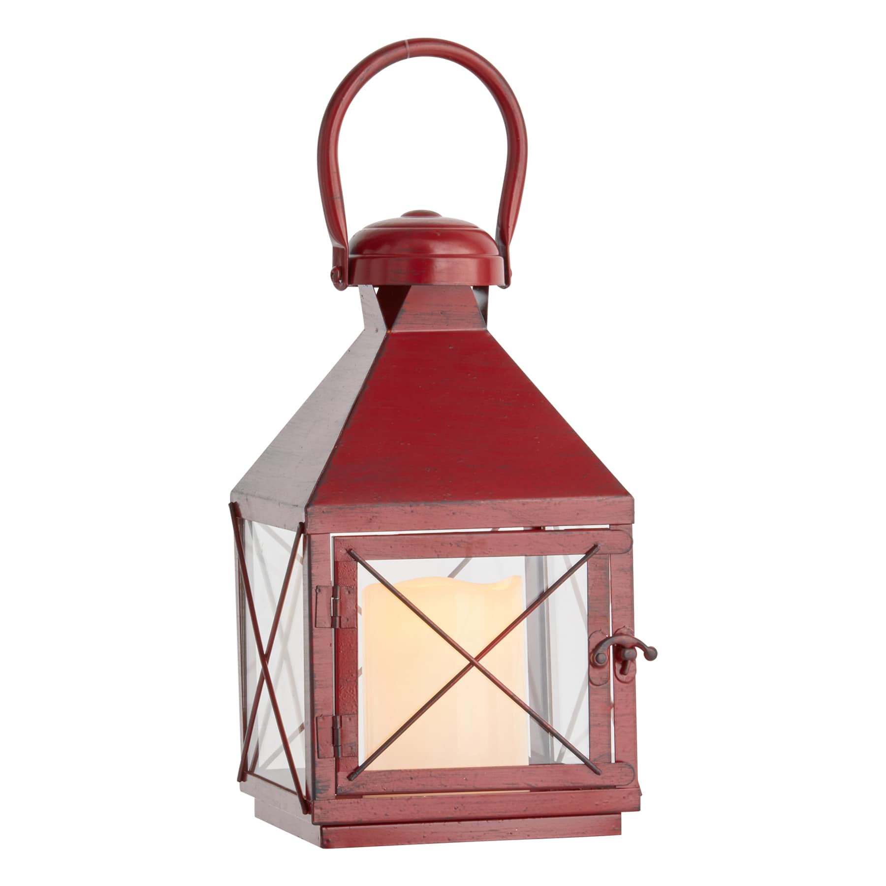 Red Metal Lantern, 11"