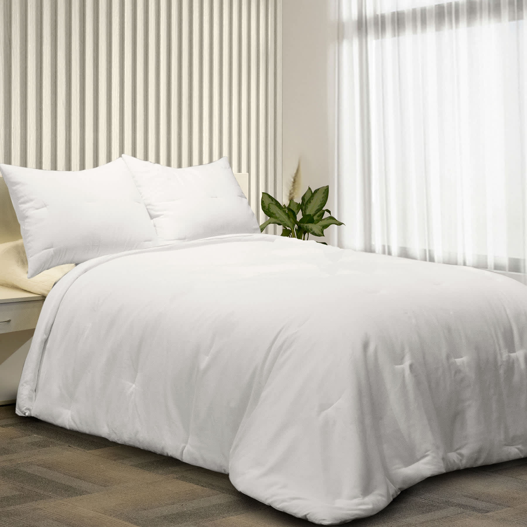 Crosby St. 3-Piece White Cotton Textured Comforter Set, Full/Queen