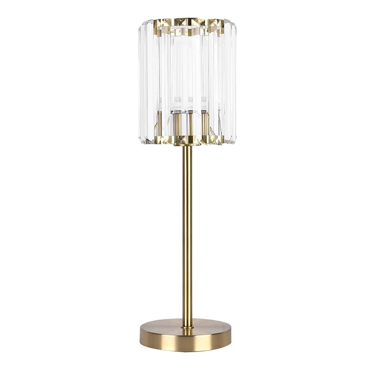 Providence Brushed Brass Small Table Lamp with Crystal Shade, 19"