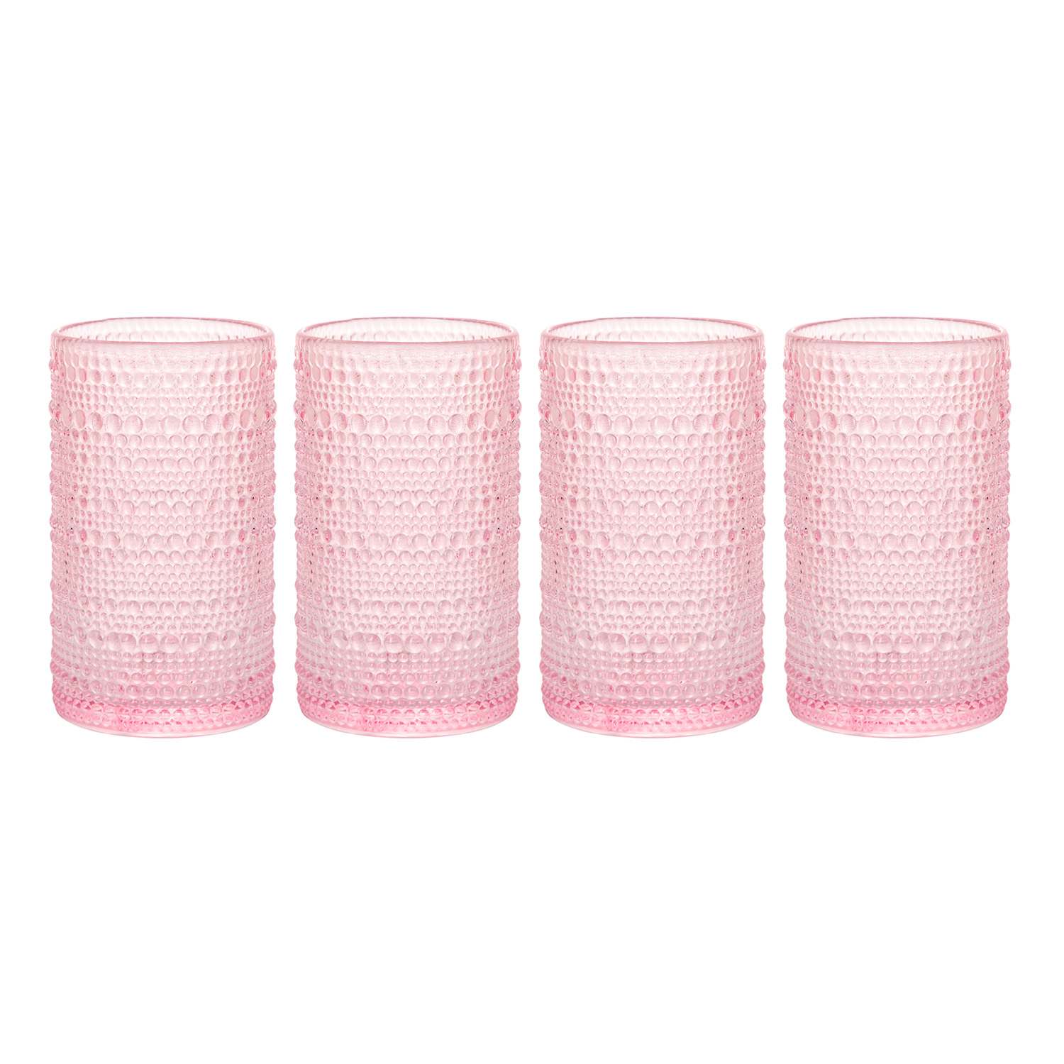 Set of 4 Blush Pink Spectra Highball Glasses, 15oz