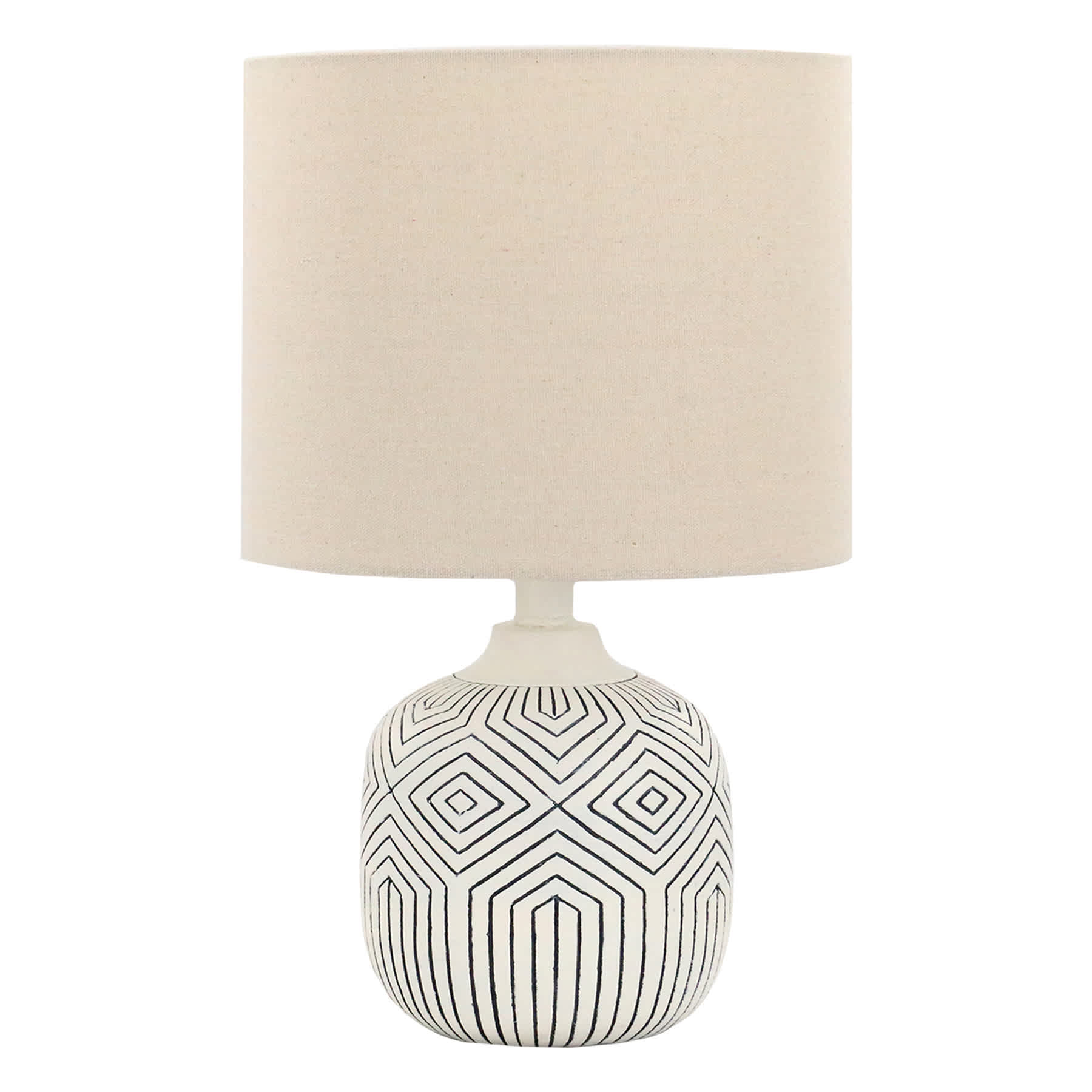 Found & Fable Grey Embossed Small Table Lamp with Shade, 16"