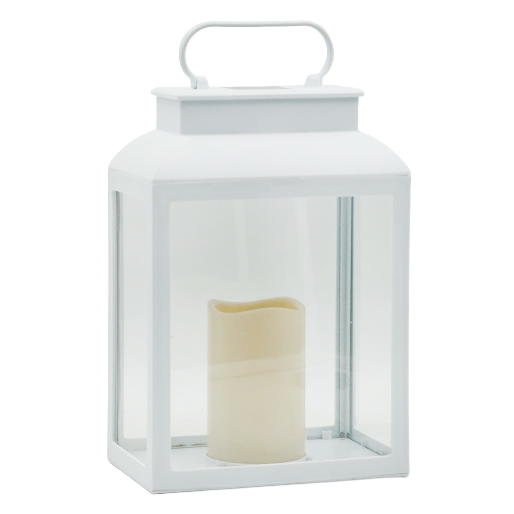 White Square Outdoor Solar Lantern, 12"