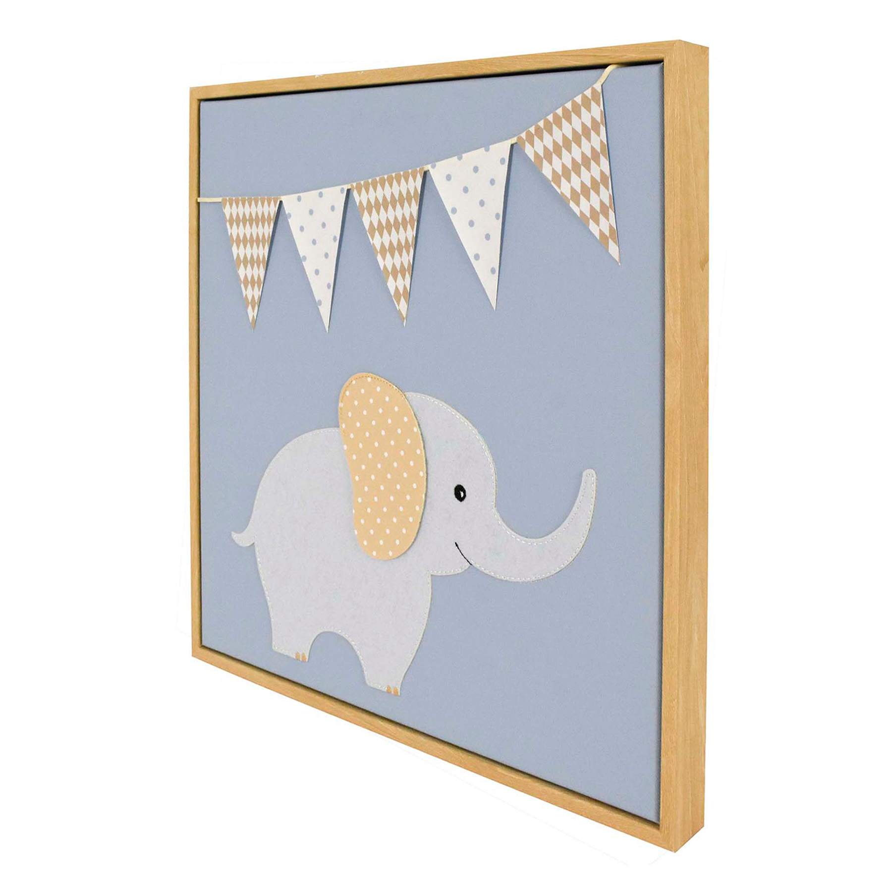 Framed Blue Circus Elephany Wall Art, 14"