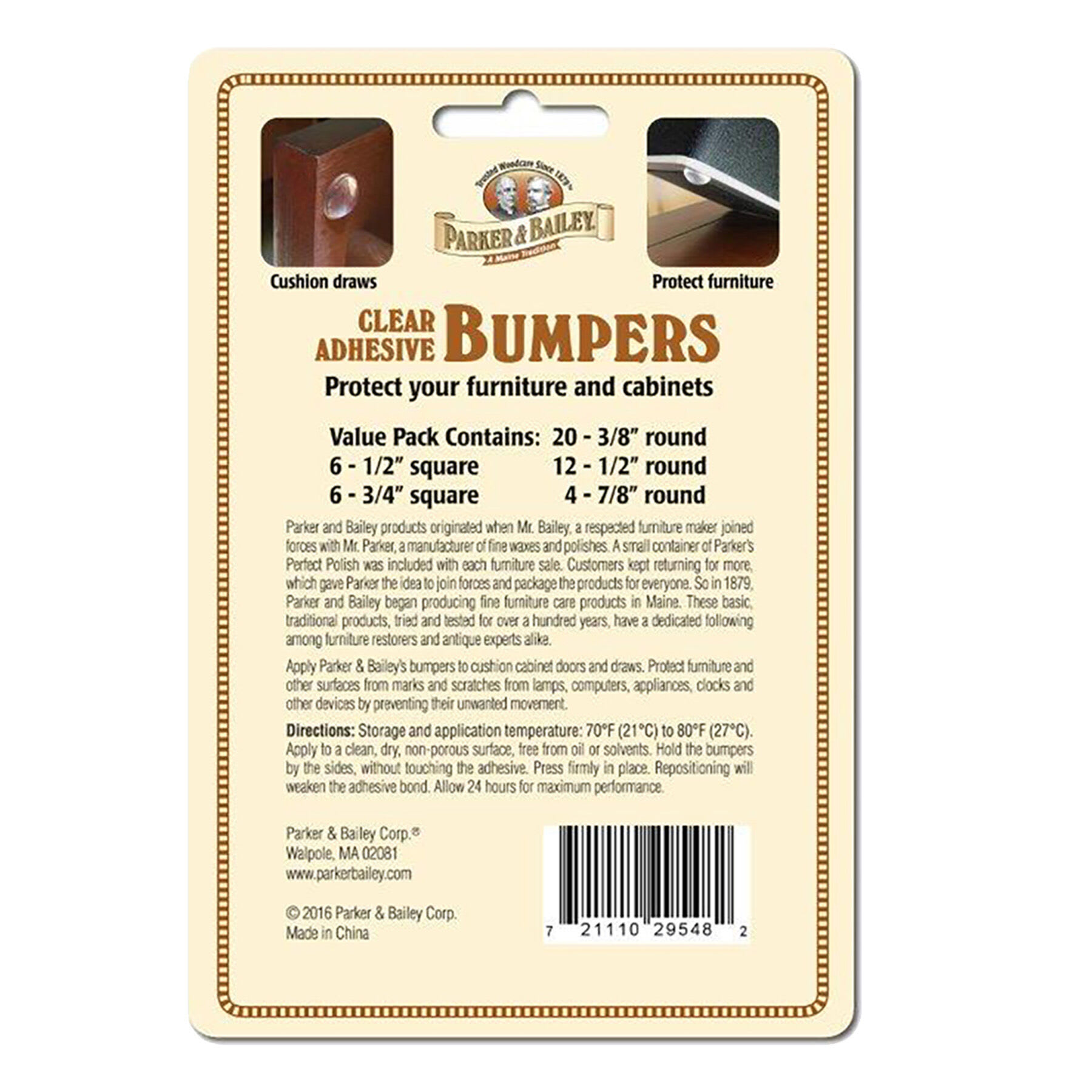Parker & Bailey 48-Pack Clear Adhesive Bumpers