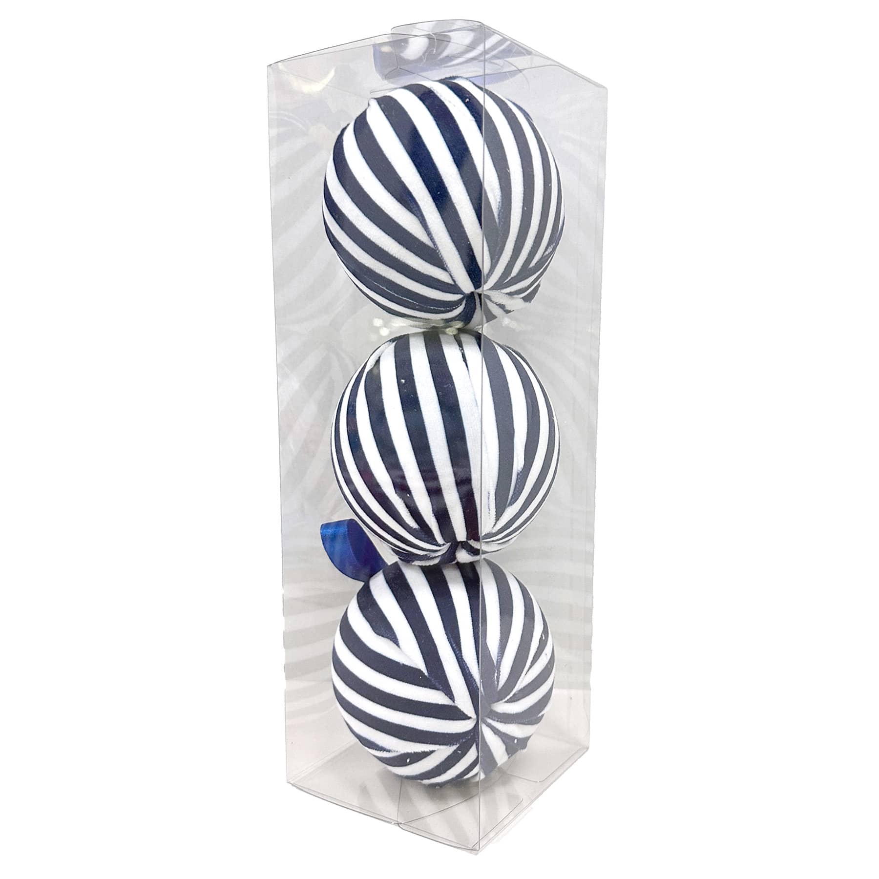 Homespun Patriotic 3-Count Blue Striped Fabric Wrapped Ornament, 80mm