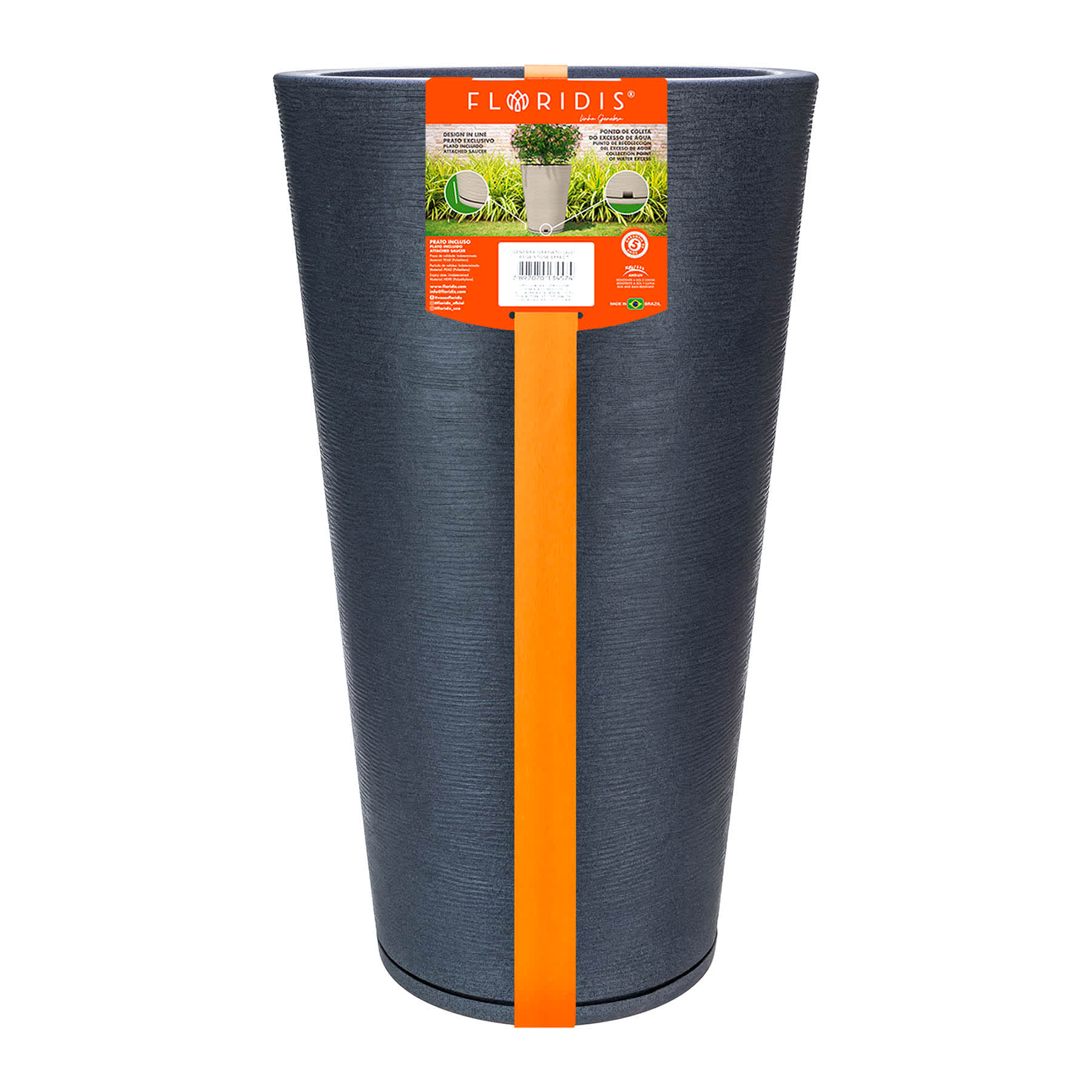 Dark Gray Genebra Outdoor Planter, Large