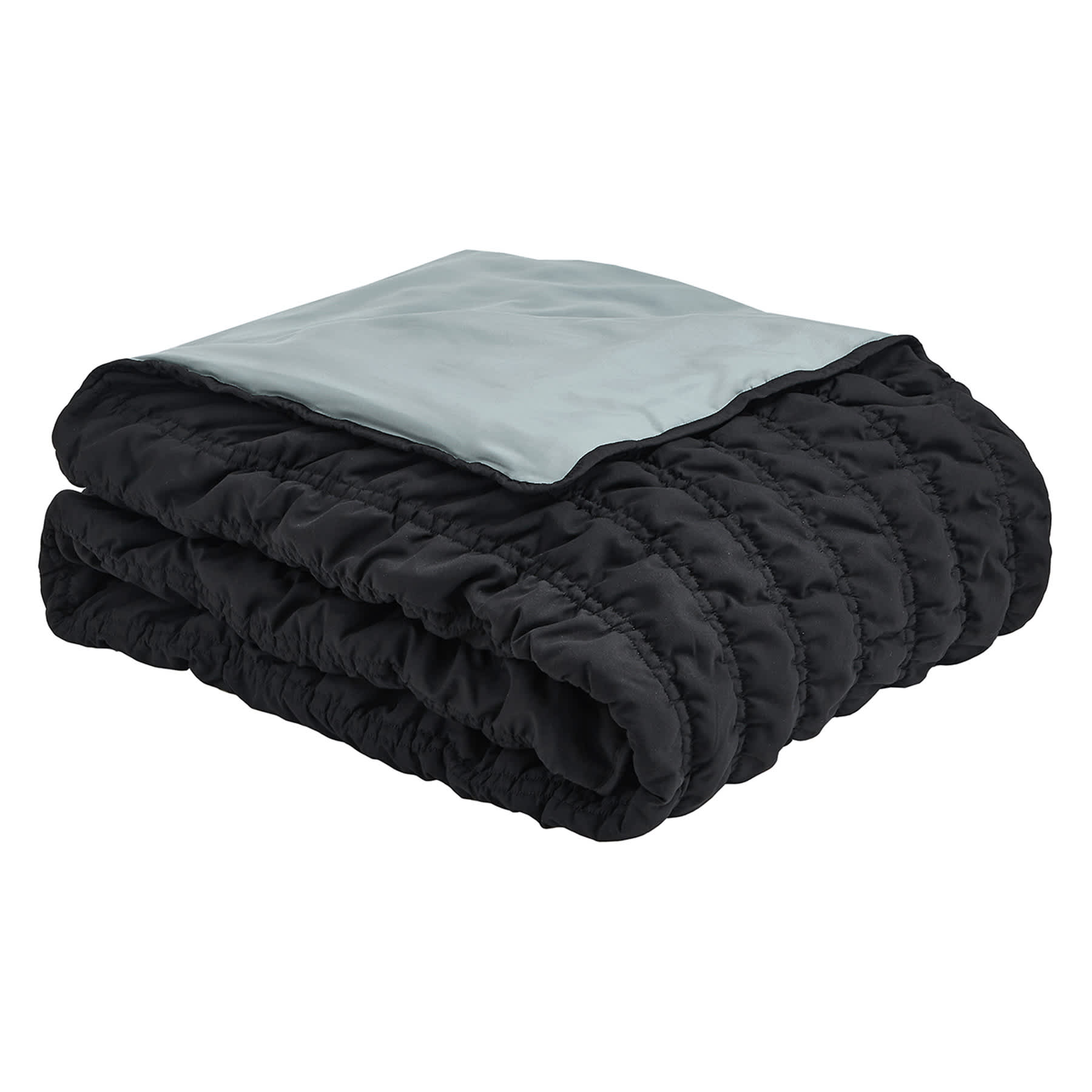 3-Piece Black Channel Microfiber Quilt Set, Full/Queen