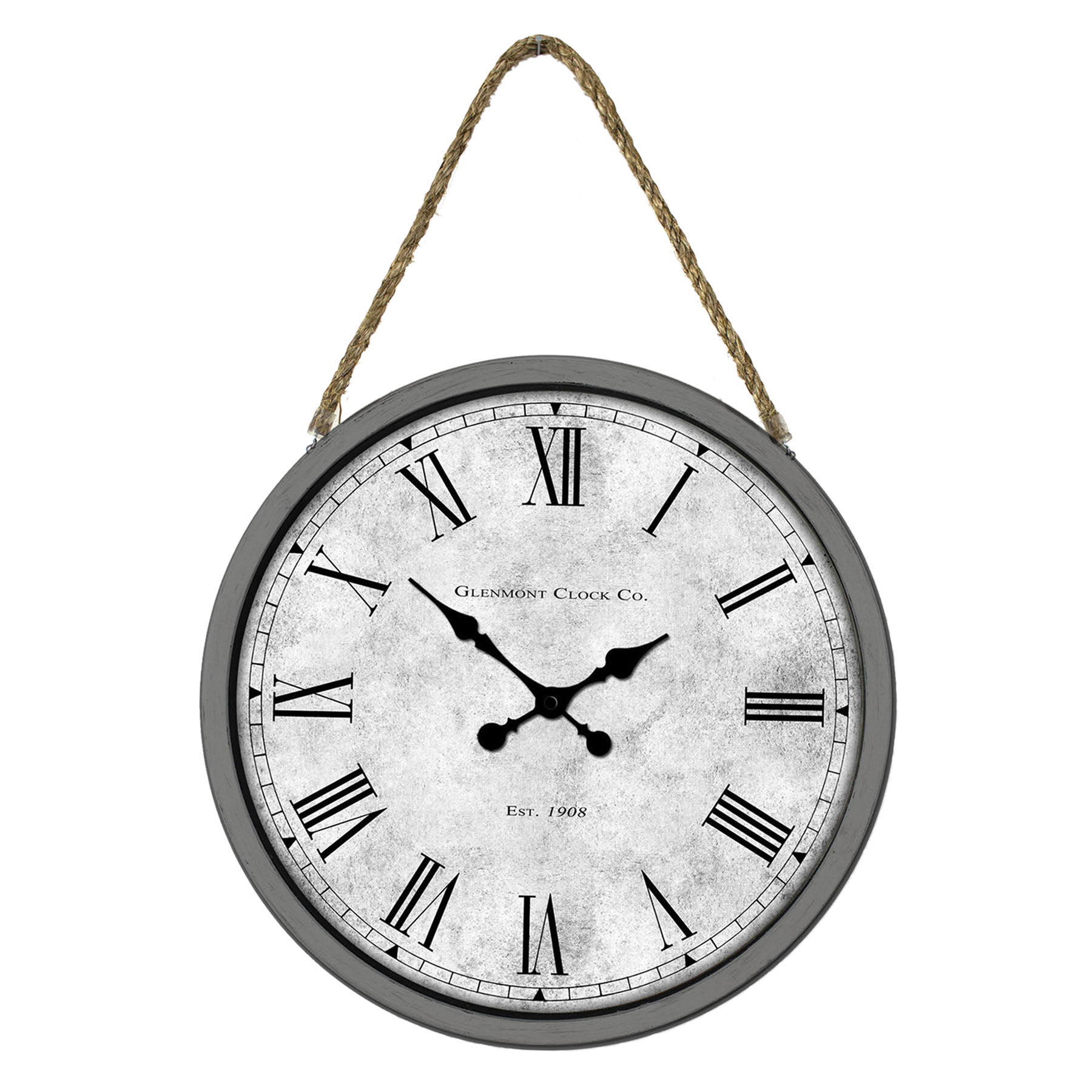 Grey Hanging Round Wall Clock, 16"