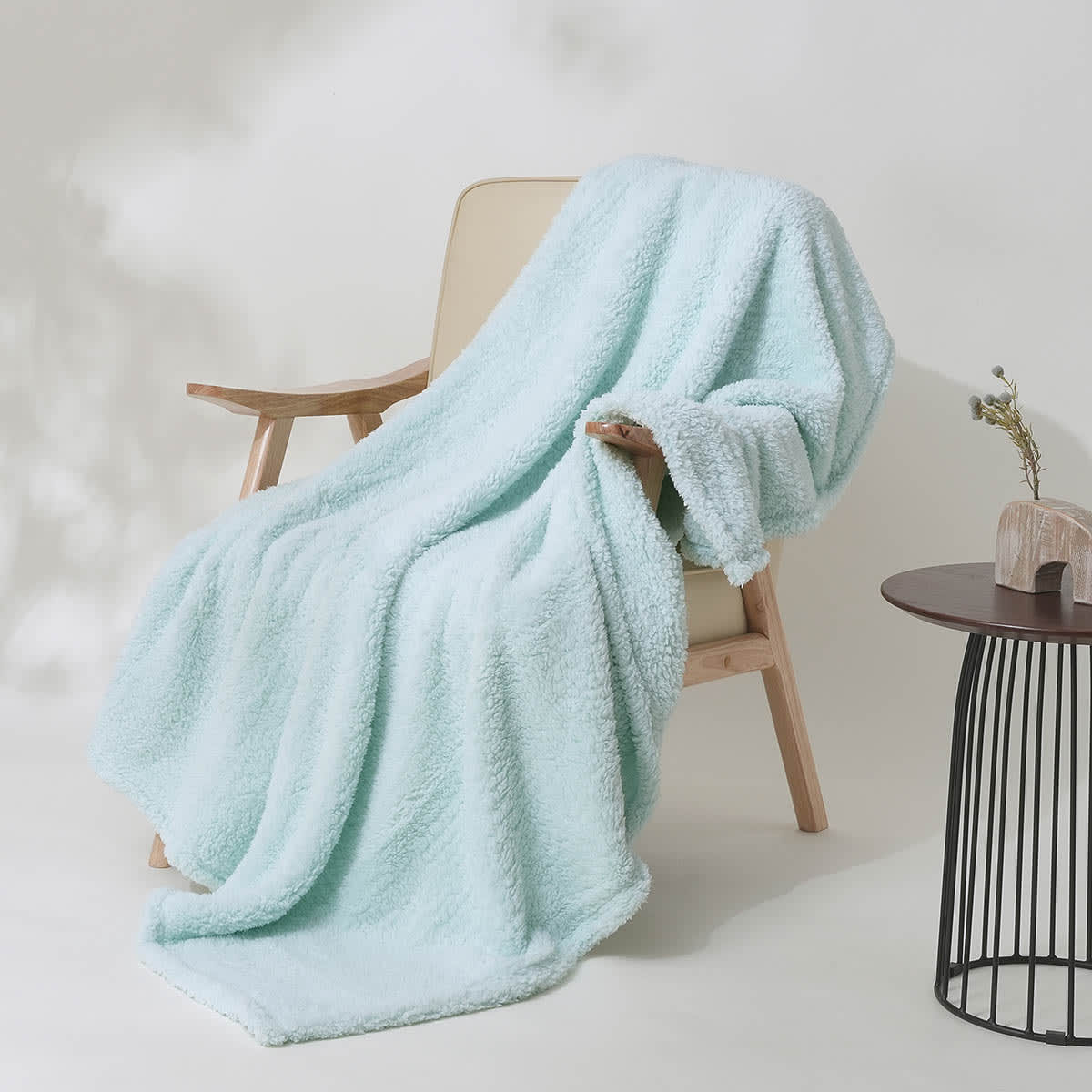 Mint Sherpa Throw Blanket, 50x60