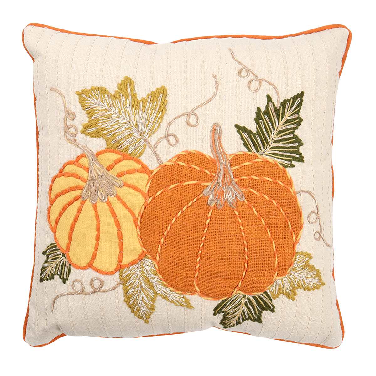 Embroidered Pumpkin Duo Throw Pillow, 18"