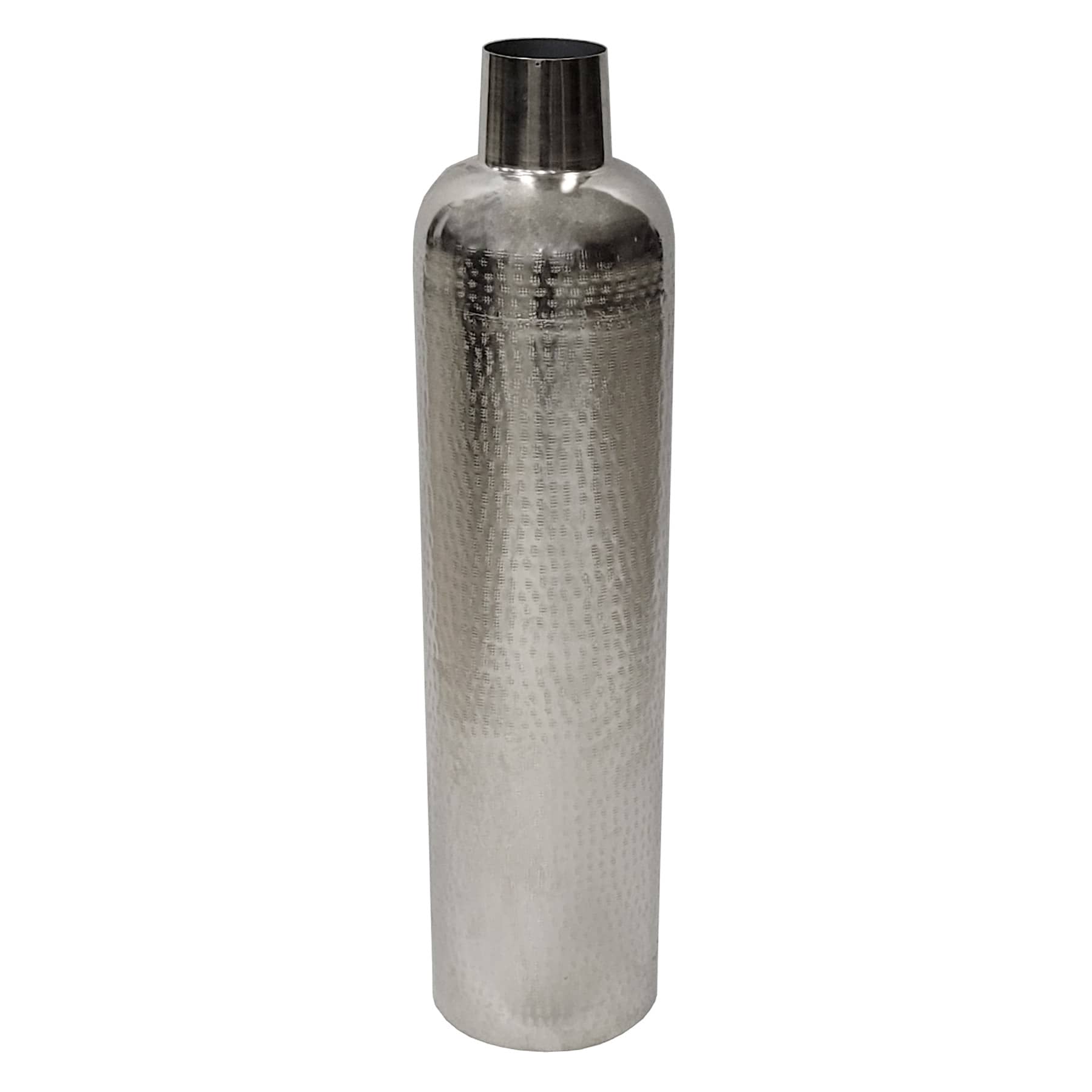 Smooth Silver Metal Oversized Vase, 29"