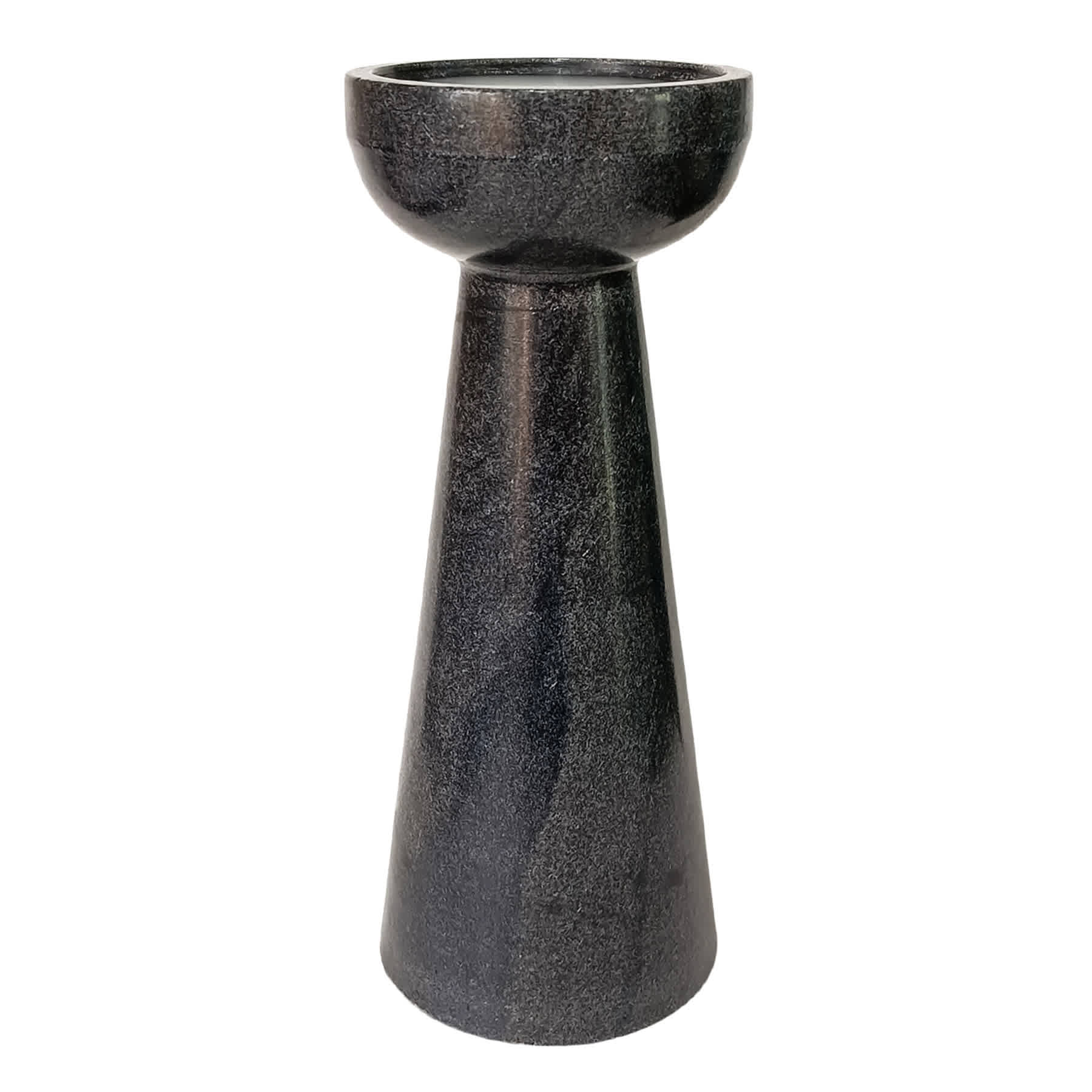 Black Marble Pillar Candle Holder, 9.5"