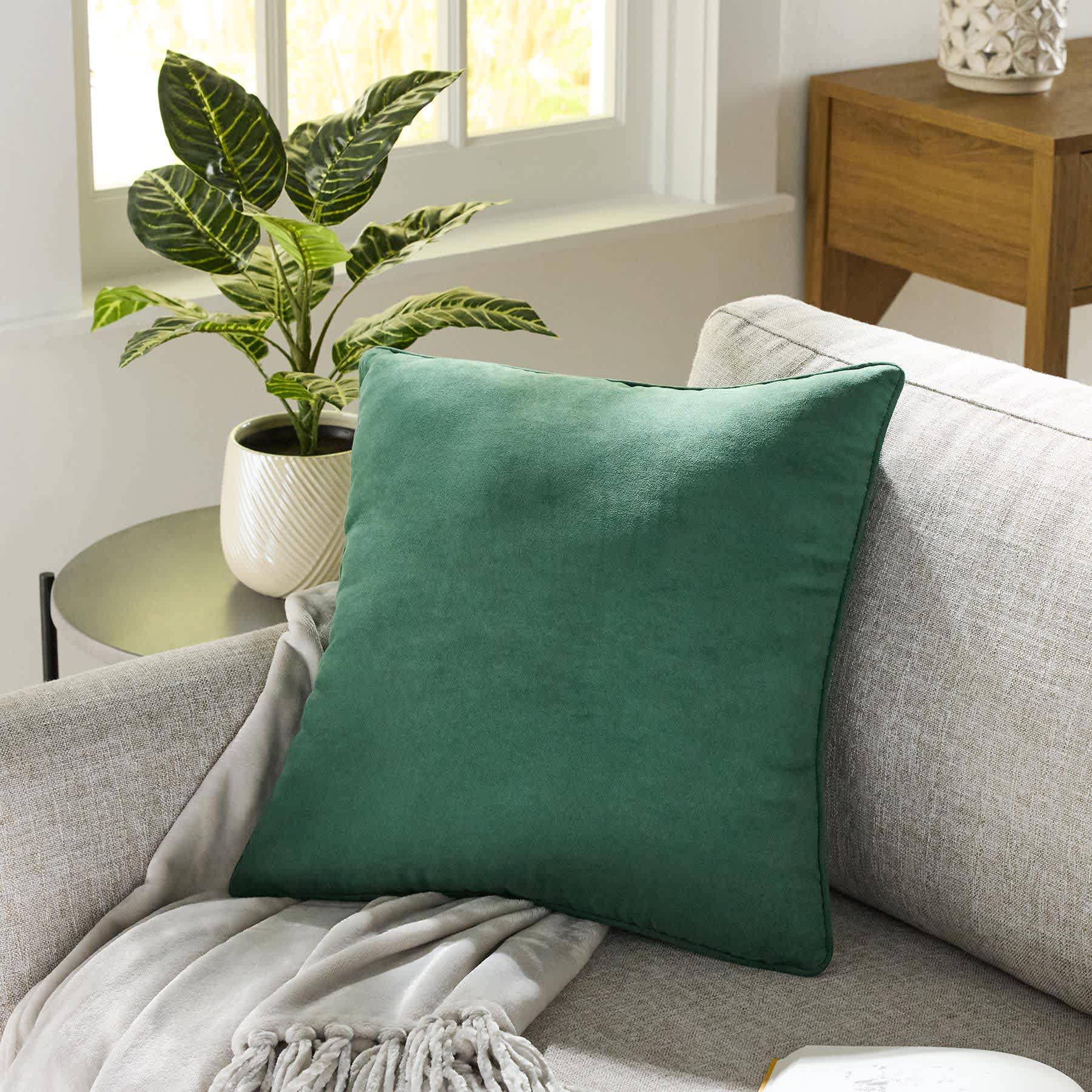 Emerald Green Torrey Faux Suede Throw Pillow, 18"