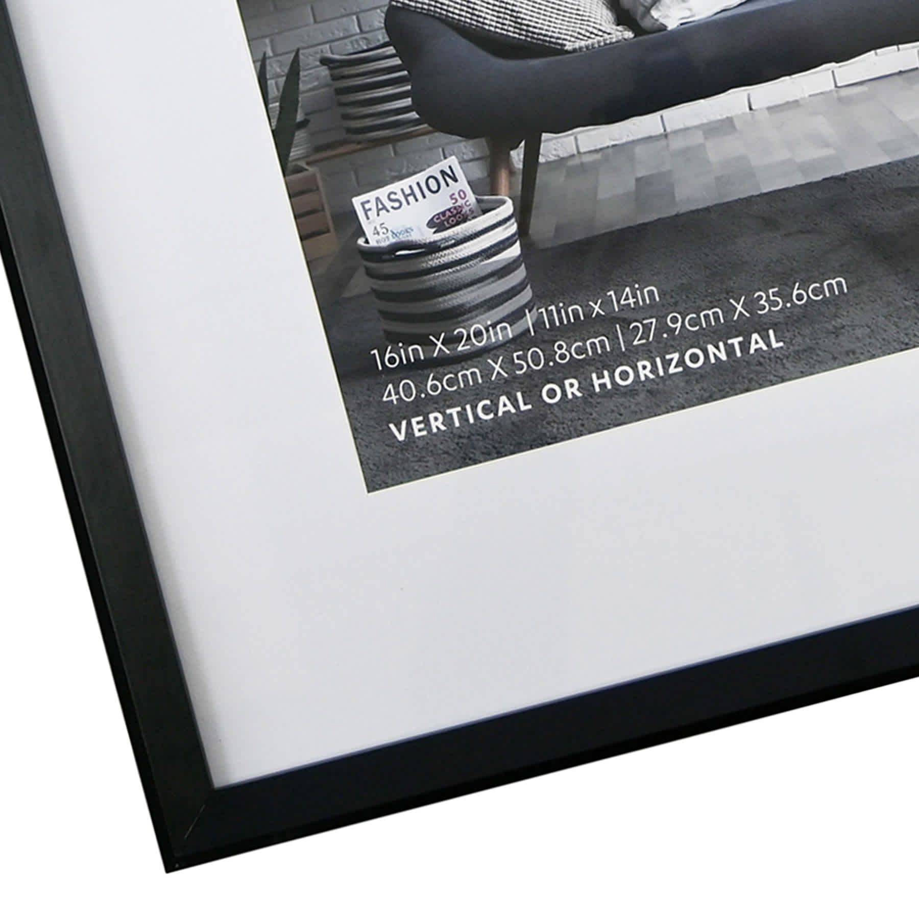 16x20 Matted to 11x14 Wall Frame, Black