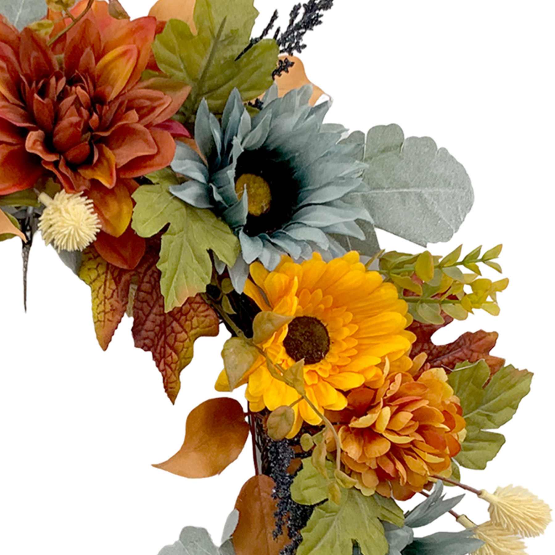 Brown Dahlia Daisy Wreath, 24"