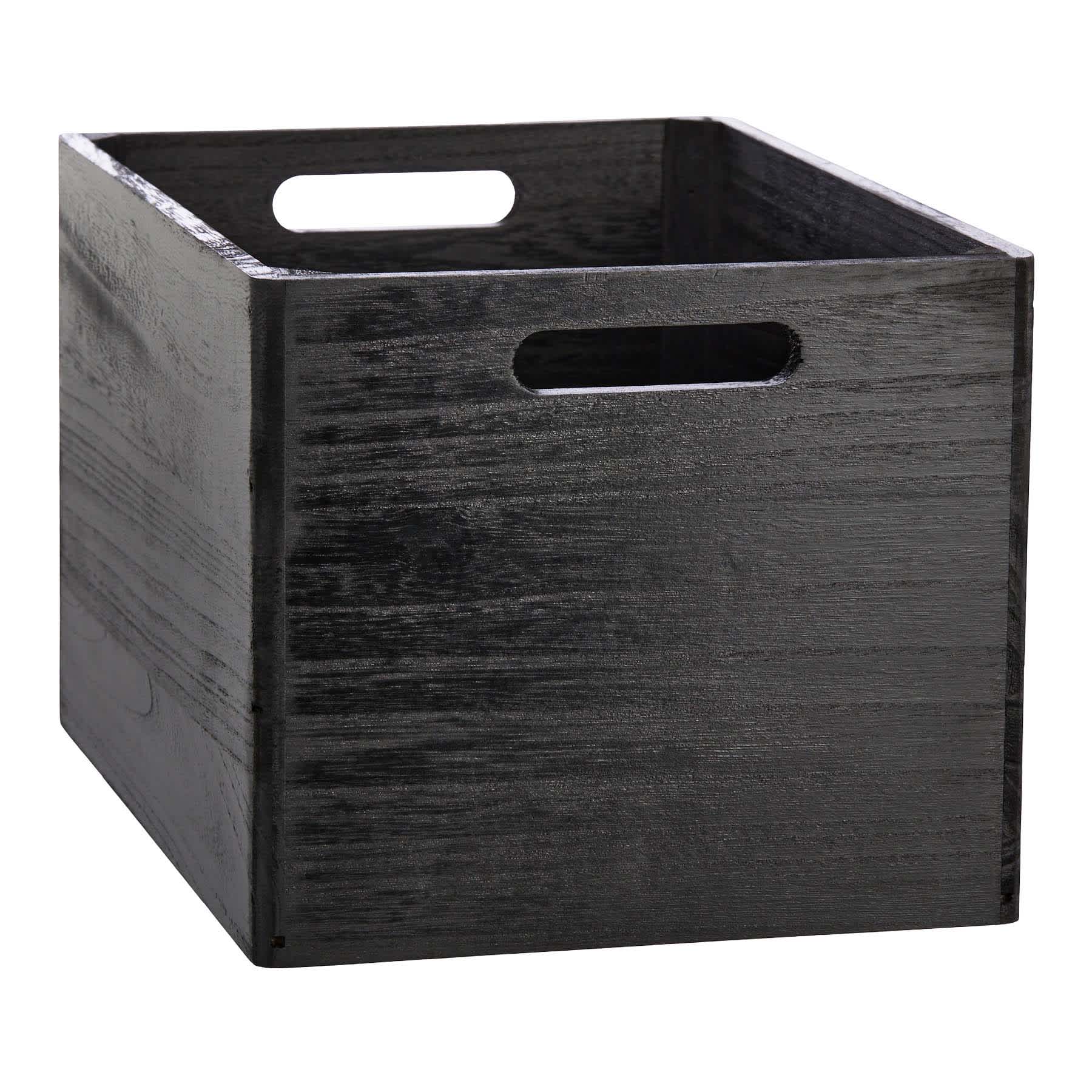 Black Wooden Storage Basket Set, Medium