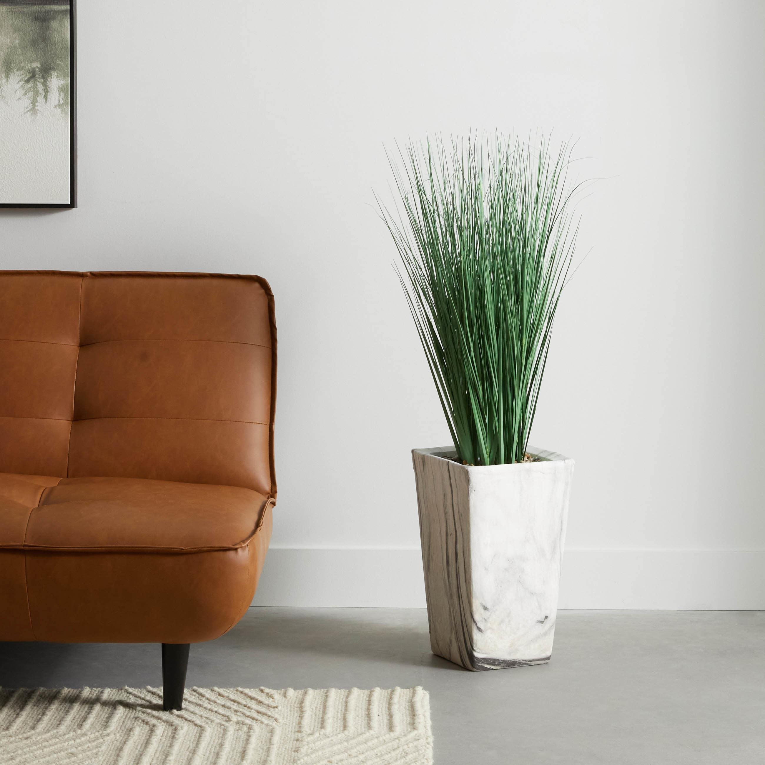 Grass Bundle with Marbled Planter, 46"