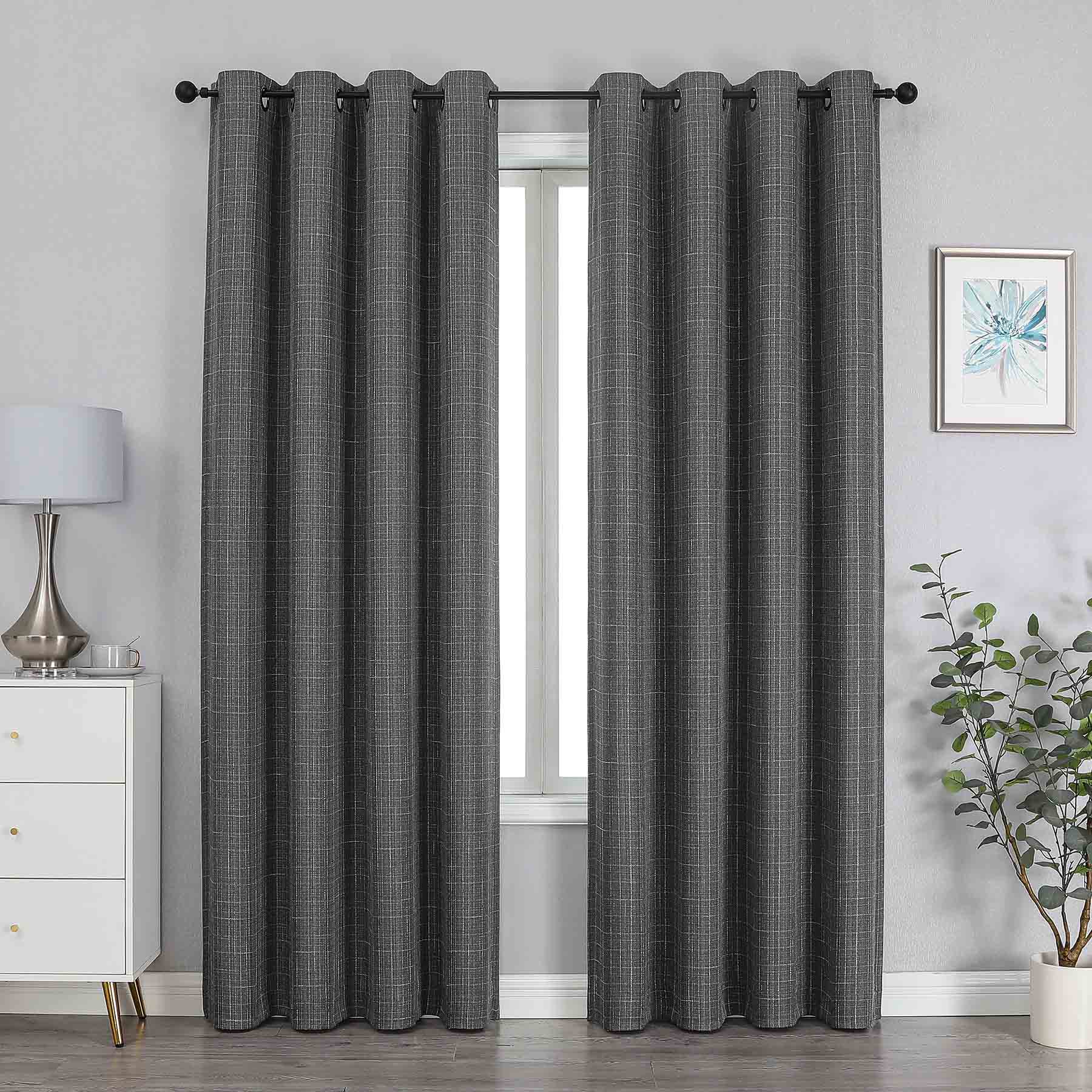 Sun Shield Charcoal Blackout Grommet Curtain Panel, 84"