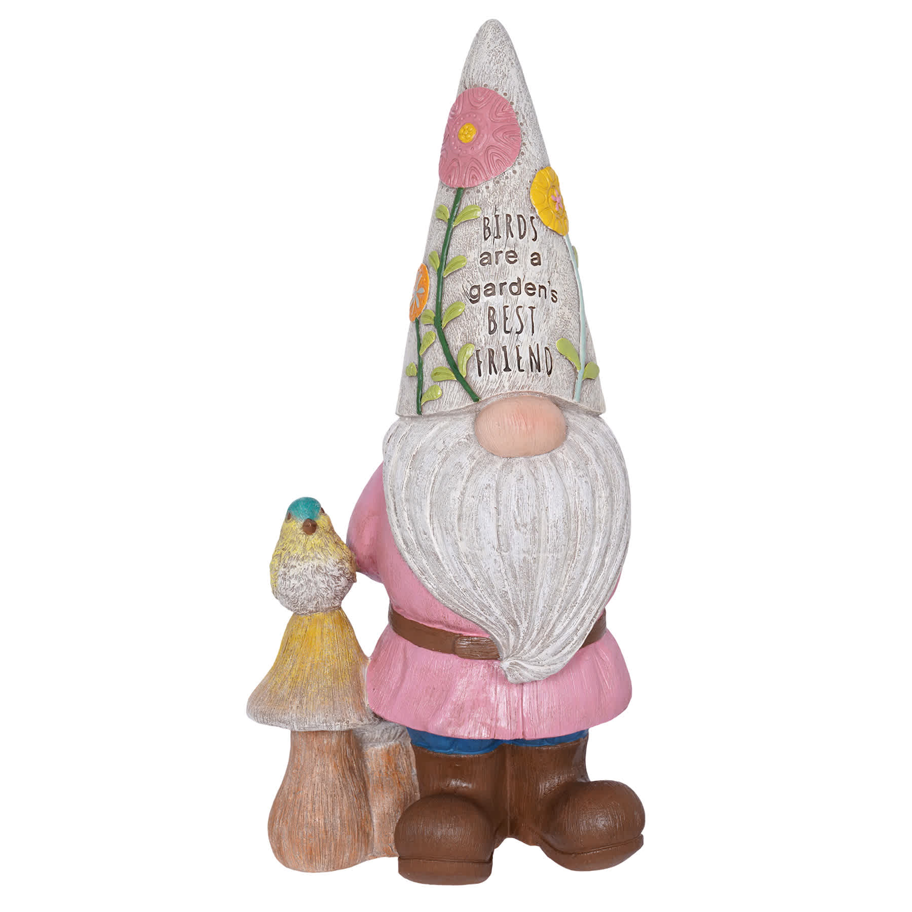 Pink Gnome Outdoor Garden Statue, 15"