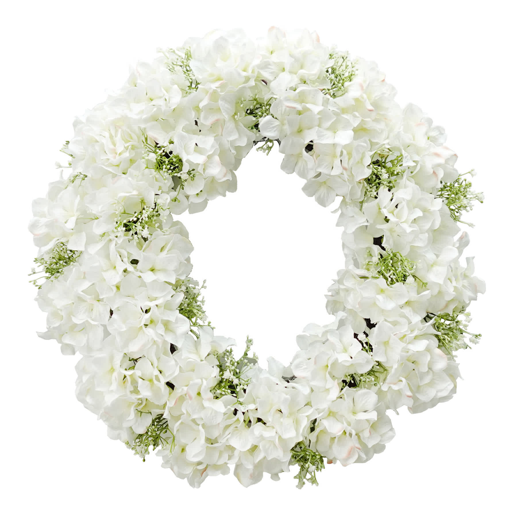 Providence White Hydrangea & Baby's Breath Wreath, 24"