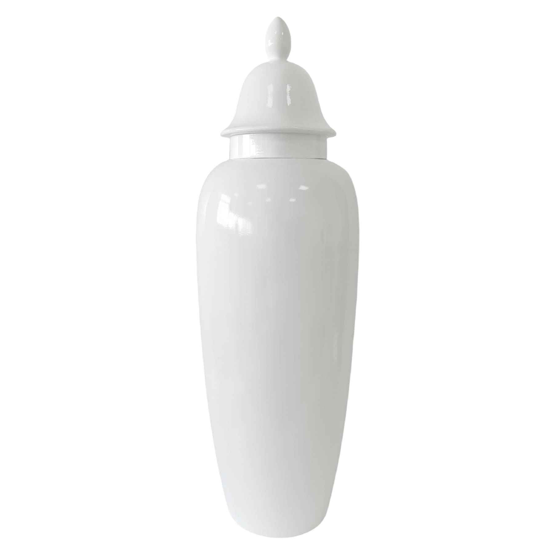 White Covered Jar, 30"