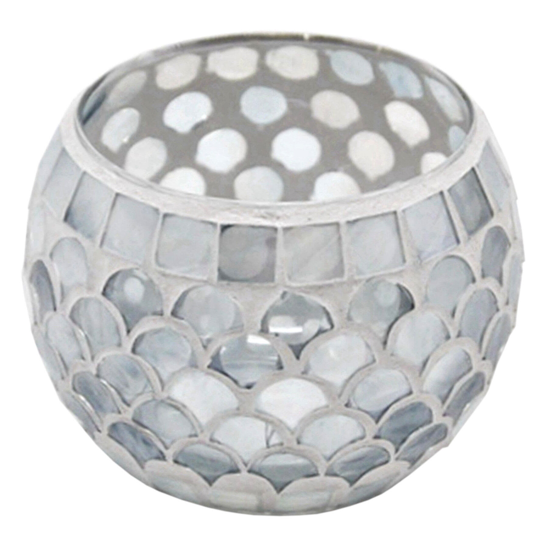 Grey Mosaic Tealight Candle Holder, 4"