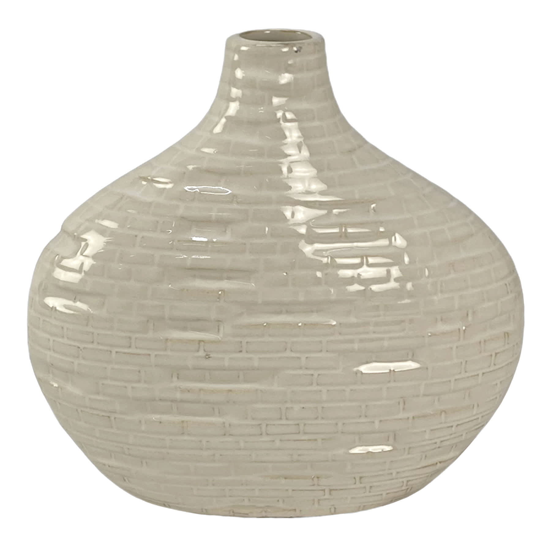 Neutral Textured Wide Bottle Vase, 8"