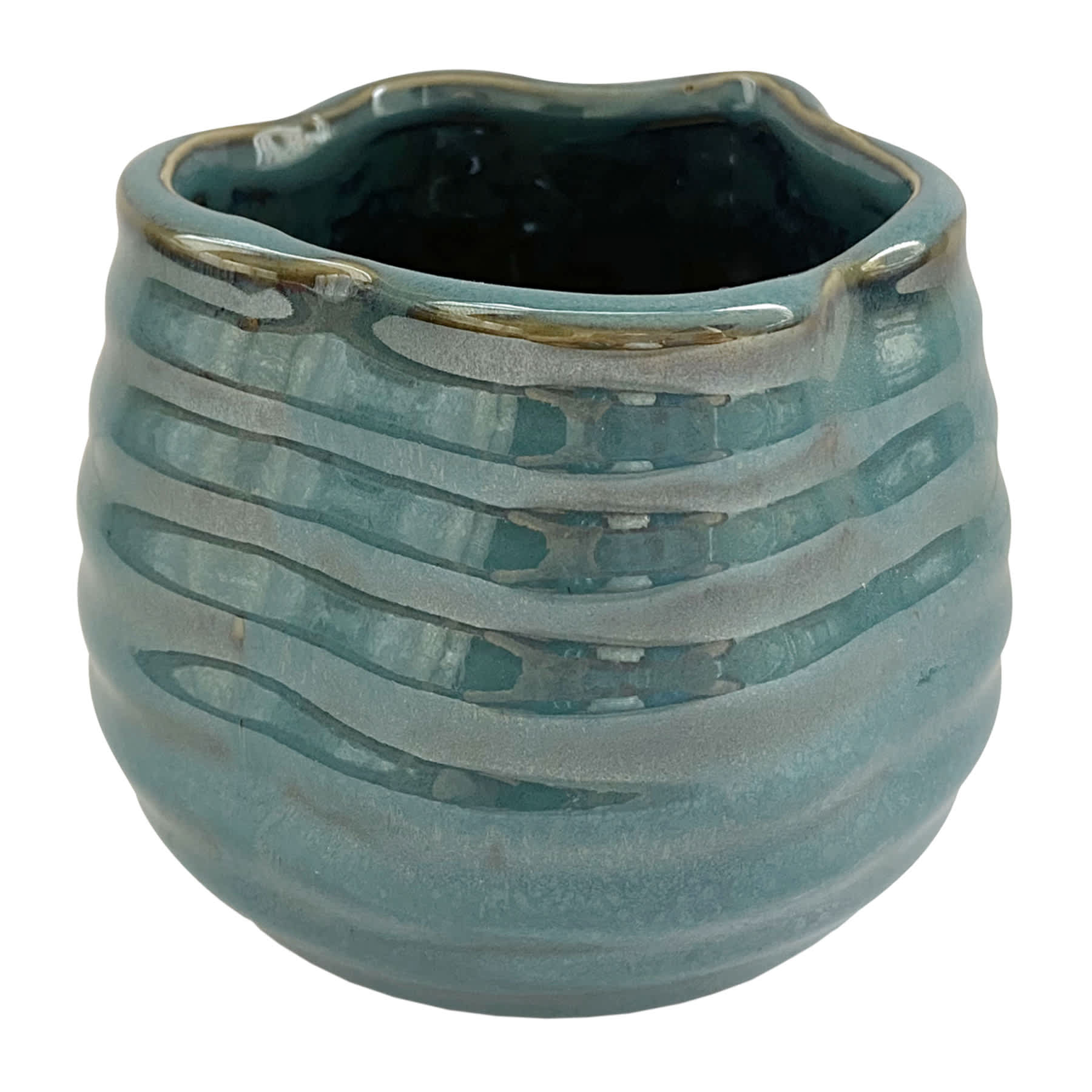 Indoor Grey Beveled Ceramic Pot, Extra Small