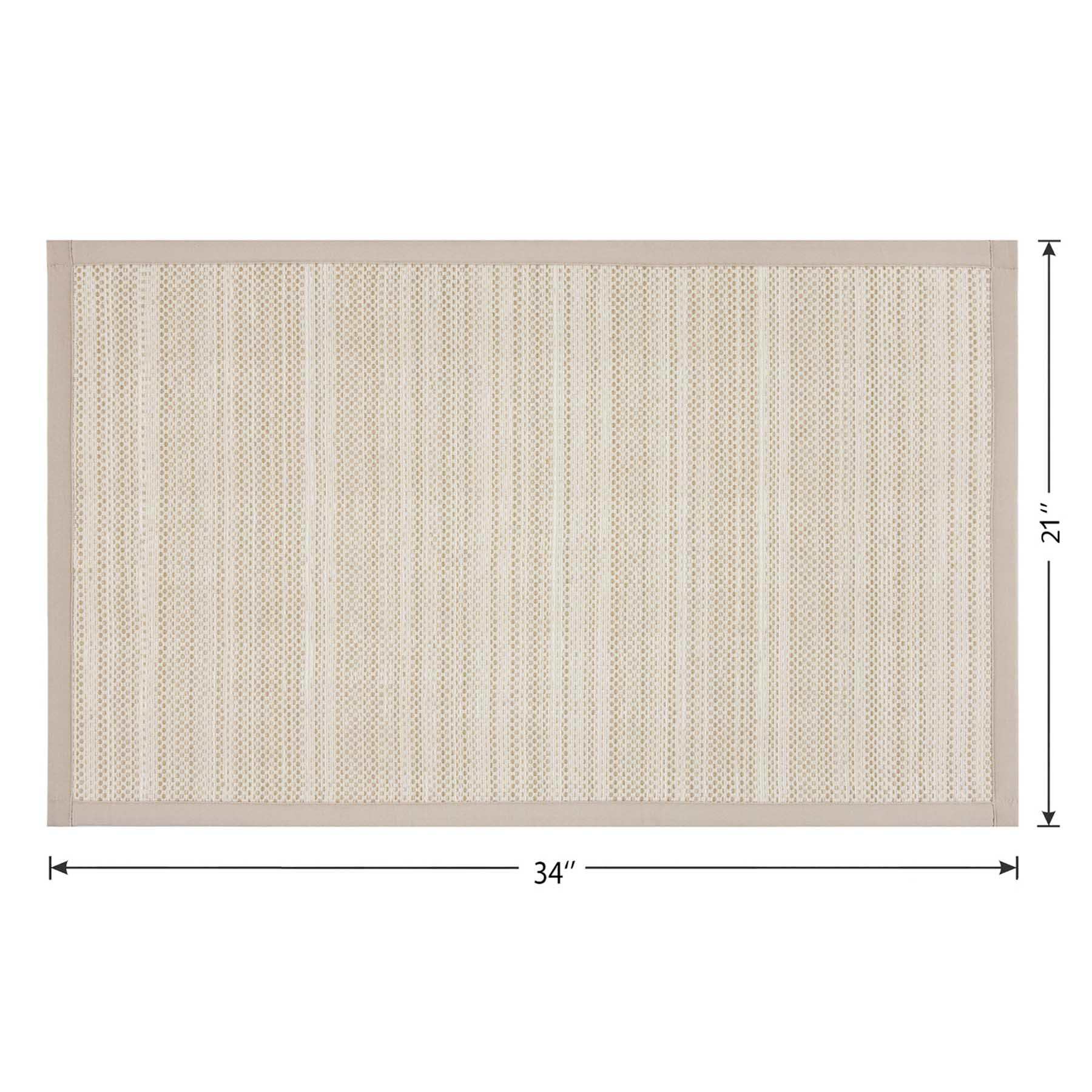 Natural Striped Puff-Back Washable Kitchen Mat, 21x34