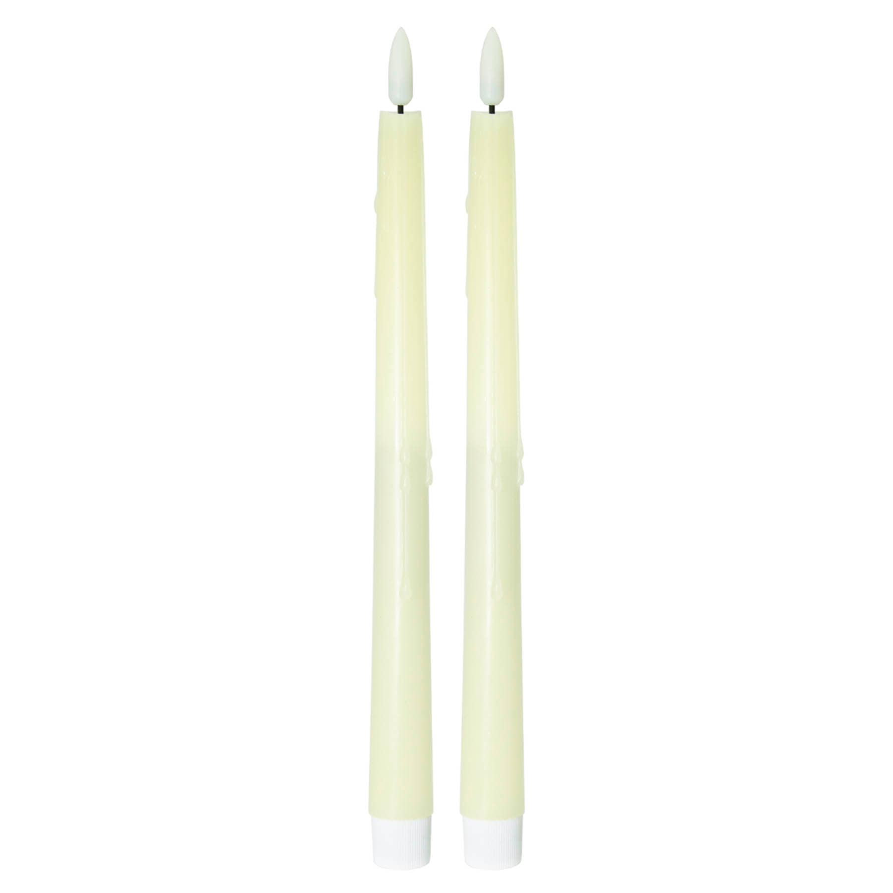2-Pack Ivory LED Taper Candles, 11"