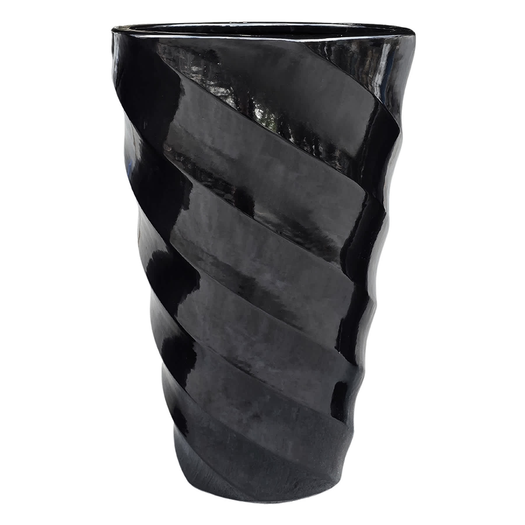 Twist Black Outdoor Planter, Medium