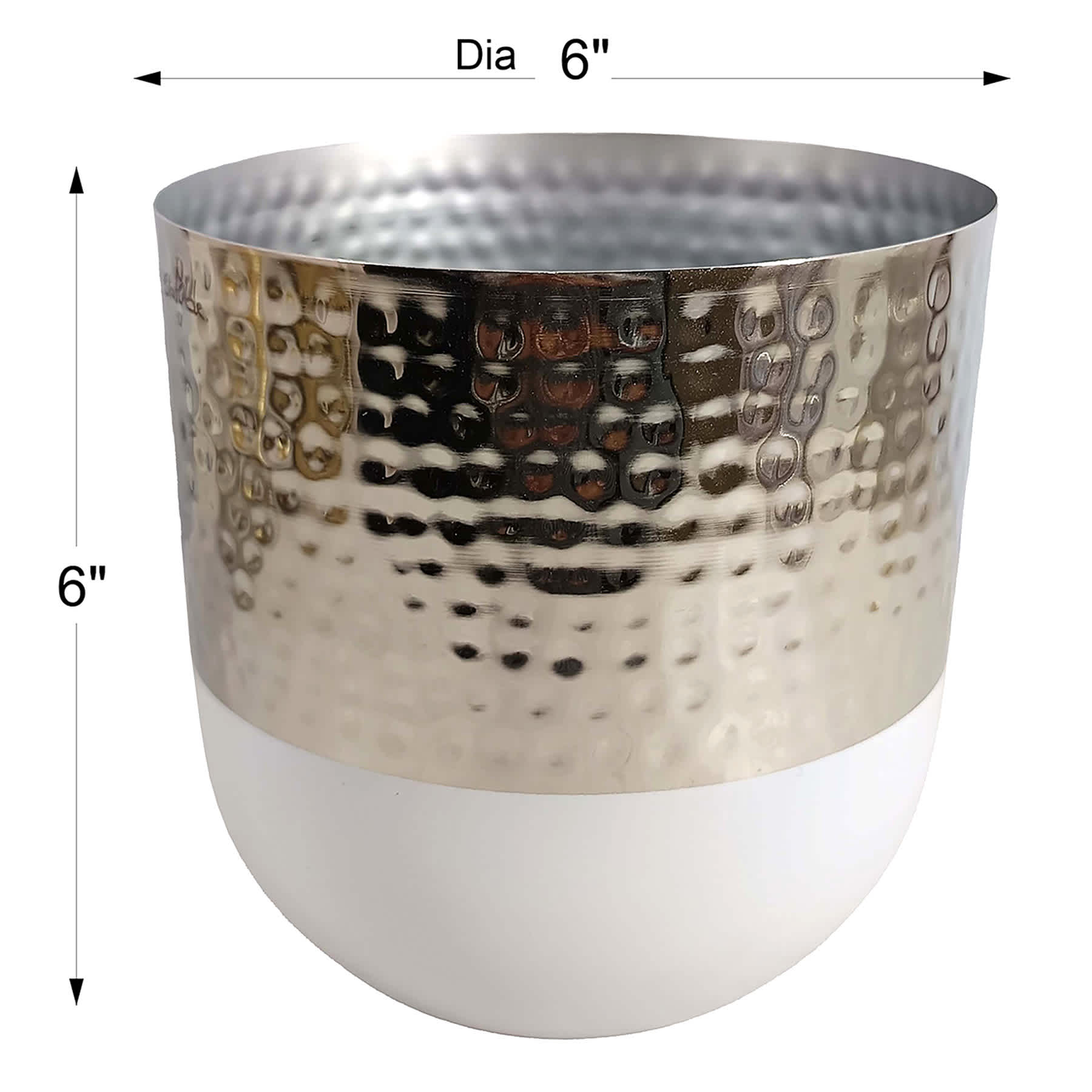 Found & Fable Silver Metal Outdoor Planter, Small