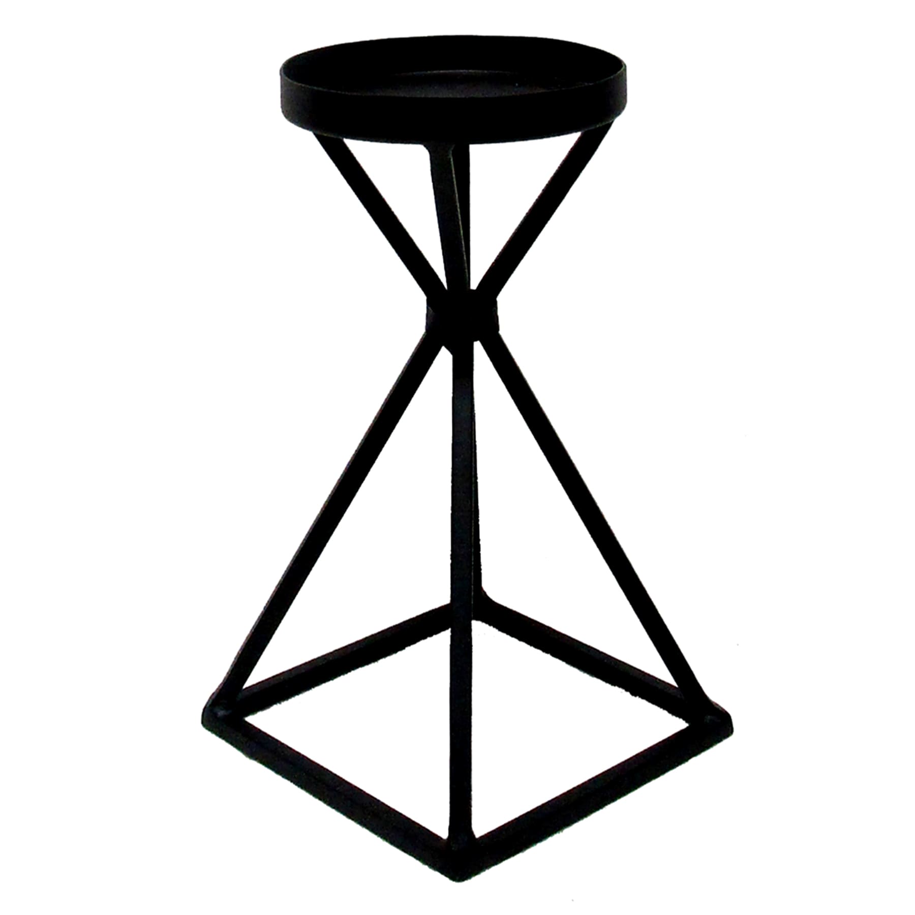 Black Pyramid Candle Holder, 8"