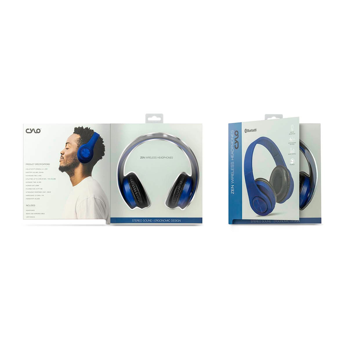 Brushed Metal Bluetooth Headphones Blue