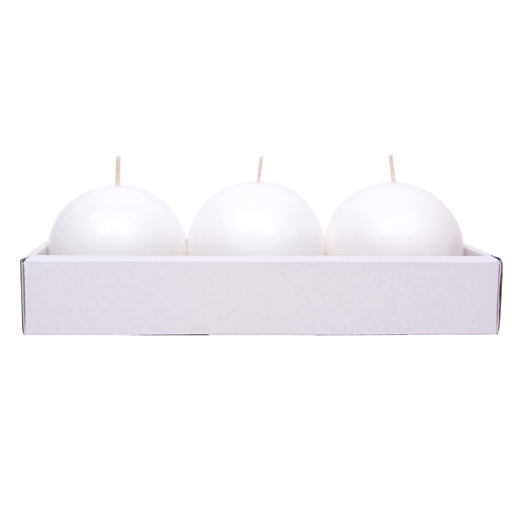 3-Pack White Unscented Overdip Round Candles