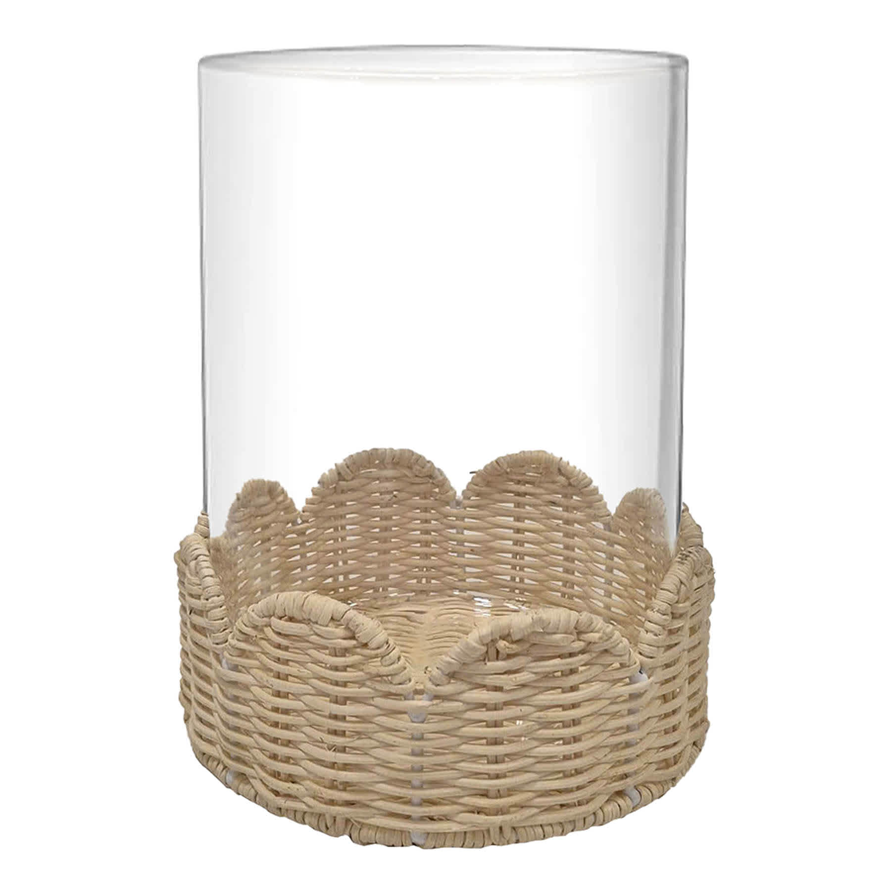 Hurricane with Scalloped Rattan Base, 8"