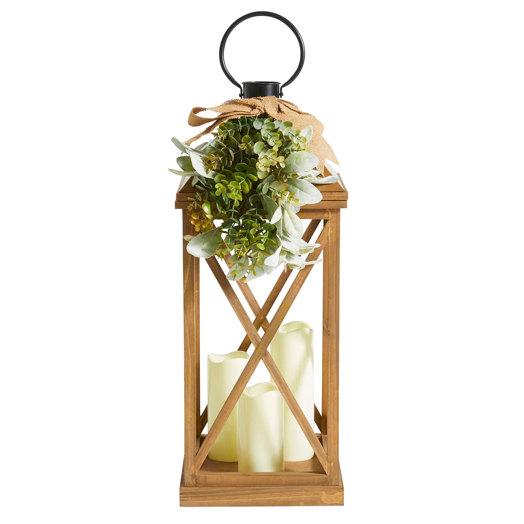 Honeybloom Wood & Floral Outdoor LED Lantern, 26"