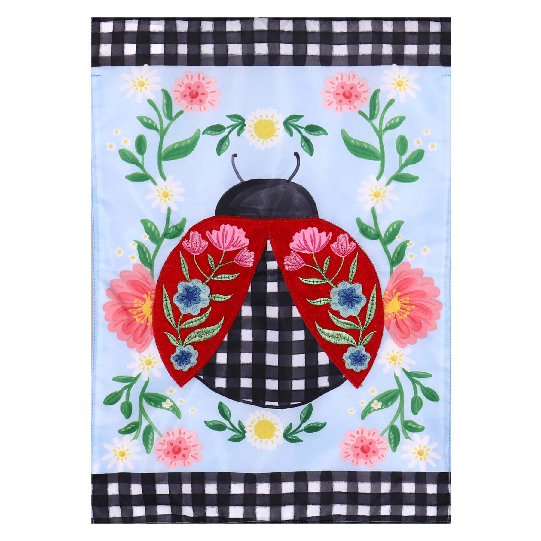 Patterned Ladybug Garden Flag, 18"