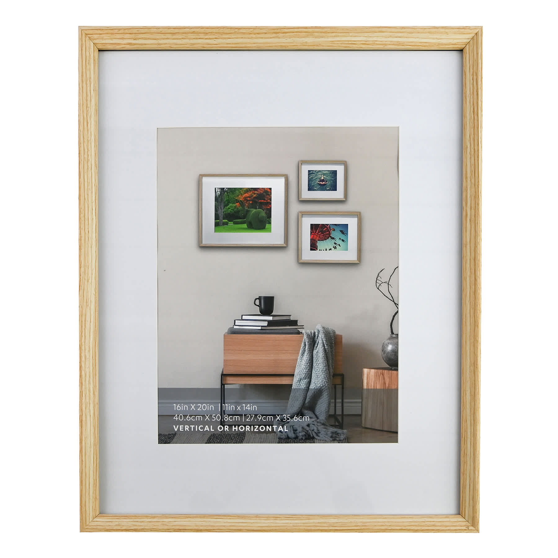 16x20 Matted to 11x14 Wall Frame, Natural