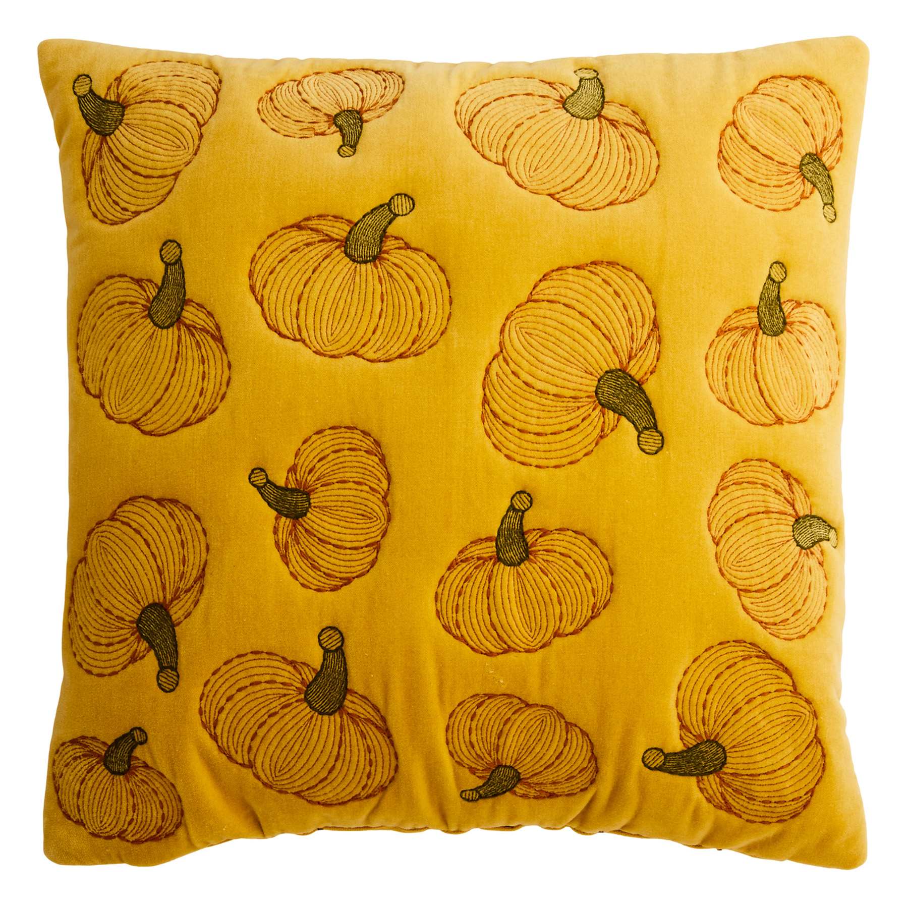 2-Pack Yellow Pumpkin Quilted Velvet Pillows