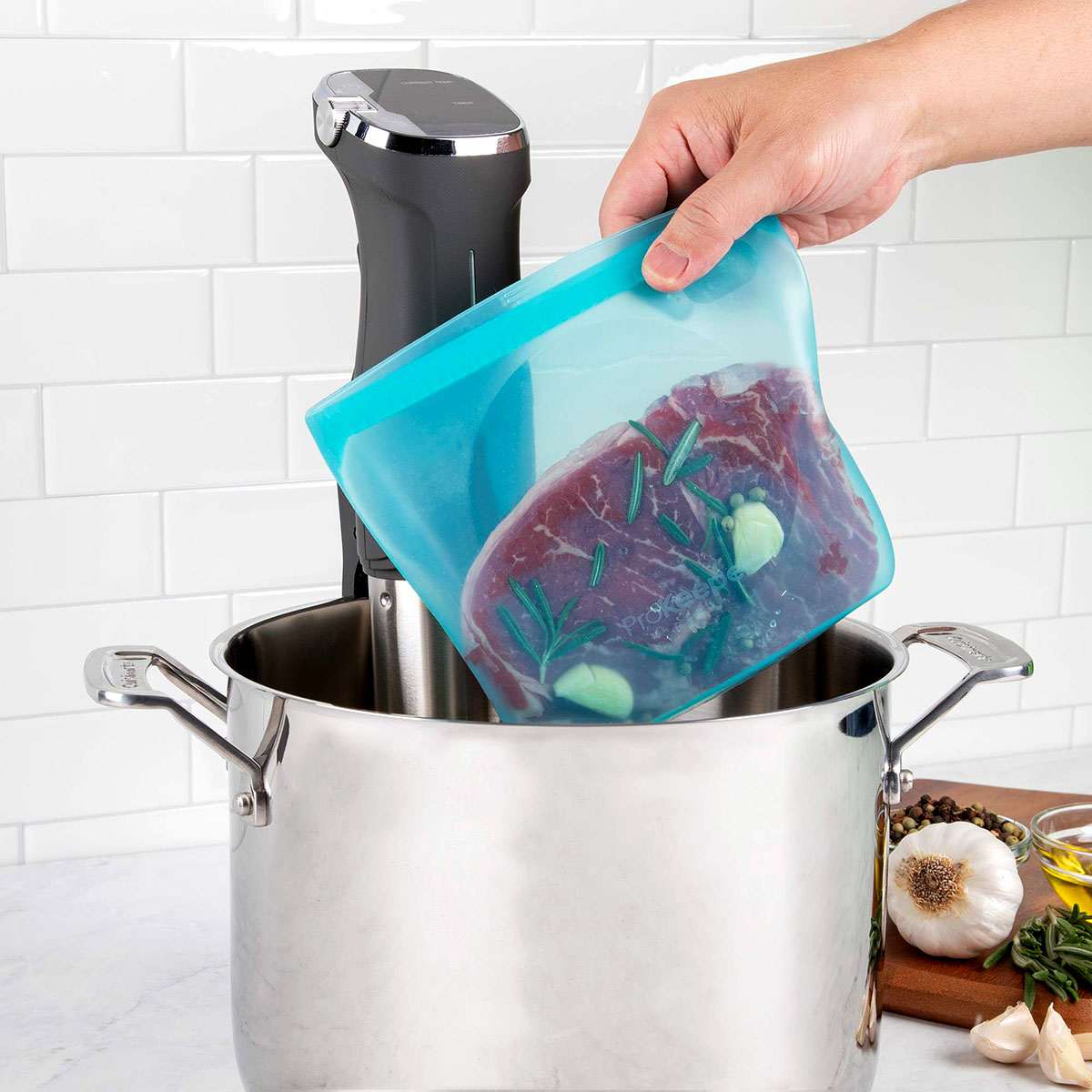 Progressive 3-Cup Silicone Prokeeper Bag, Teal