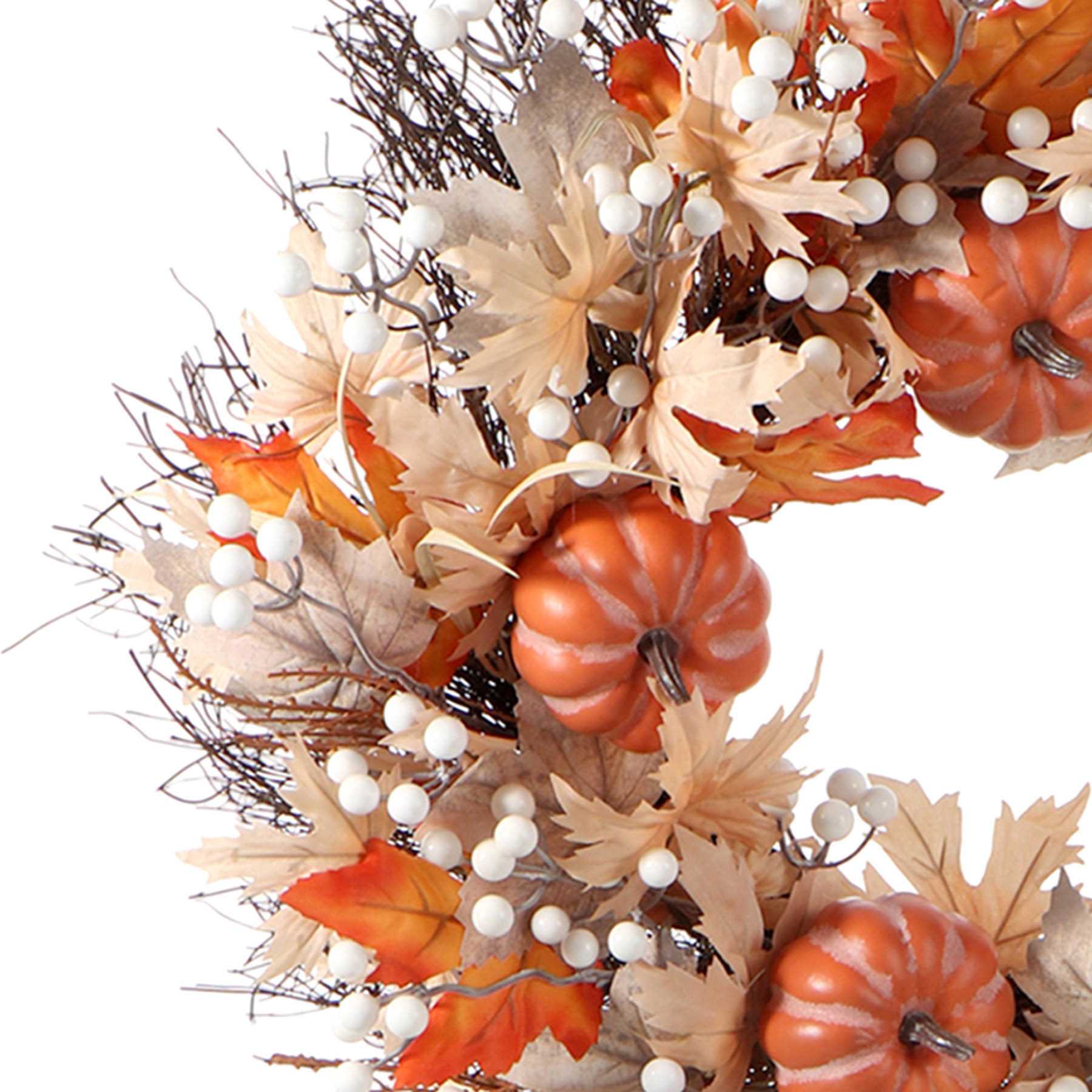 Fall Pumpkin & Leaf Wreath, 24"