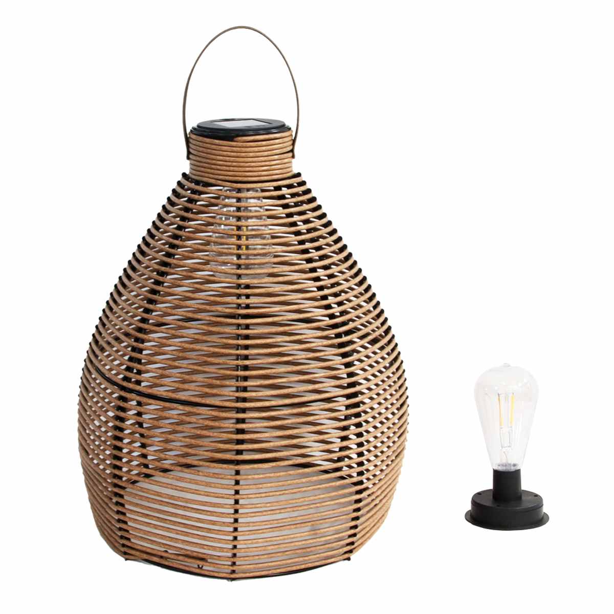 Honeybloom Wicker Outdoor Solar Lantern, Medium